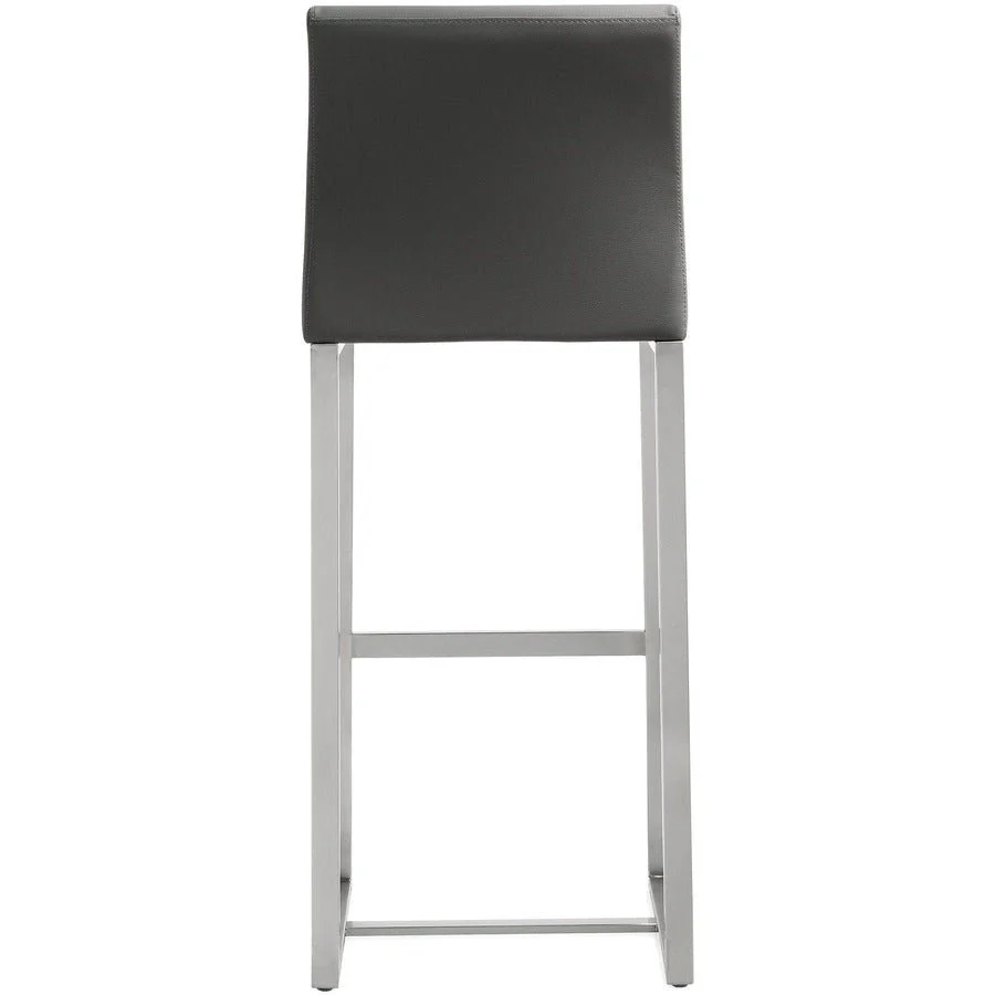 Denmark Grey Performance Vegan Leather and Stainless Steel Barstool - Set of 2 - Image 6