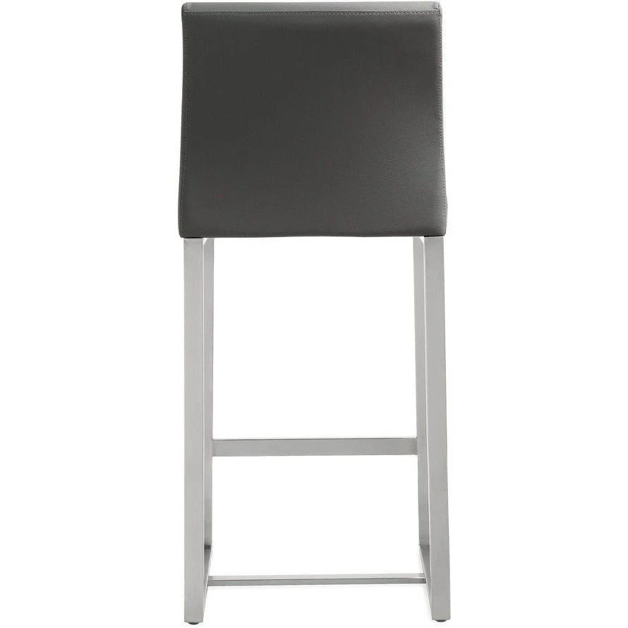 Denmark Grey Performance Vegan Leather and Stainless Steel Counter Stool - Set of 2 - Image 6