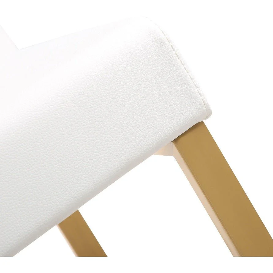 Denmark White Performance Vegan Leather and Gold Steel Barstool - Set of 2 - Image 8