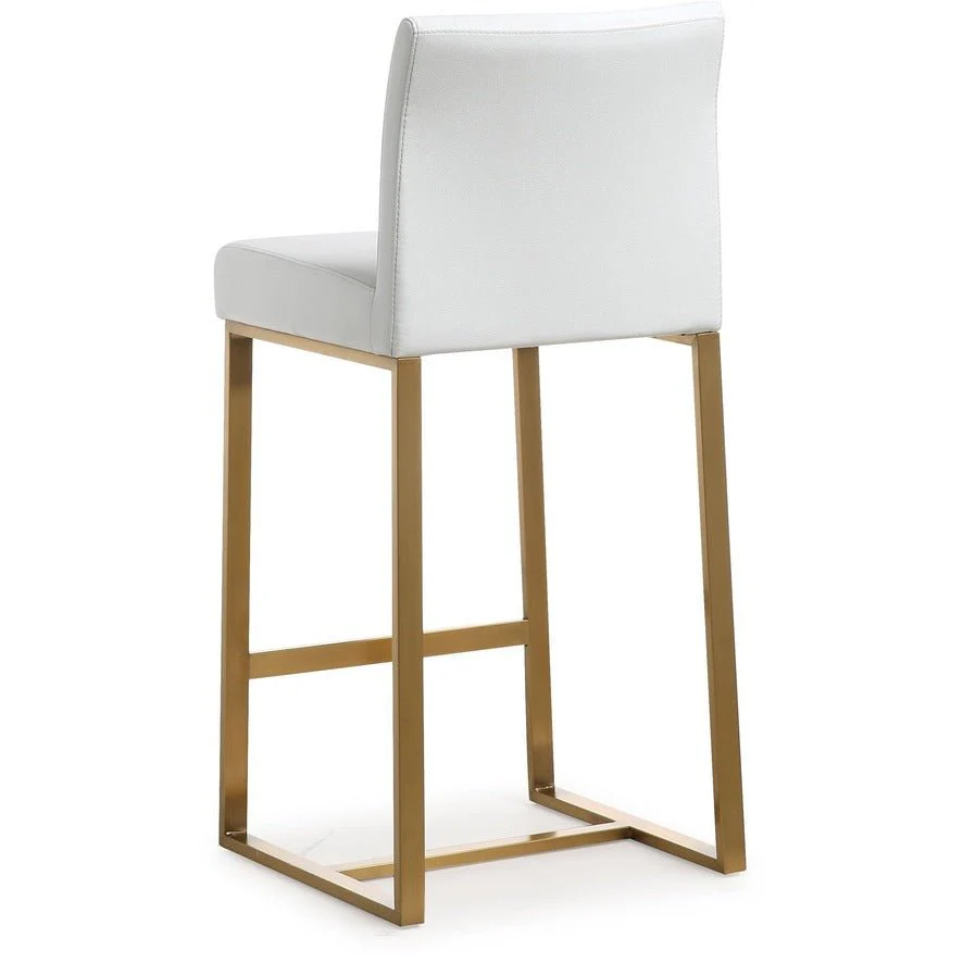 Denmark White Performance Vegan Leather and Gold Steel Counter Stool - Set of 2 - Image 6