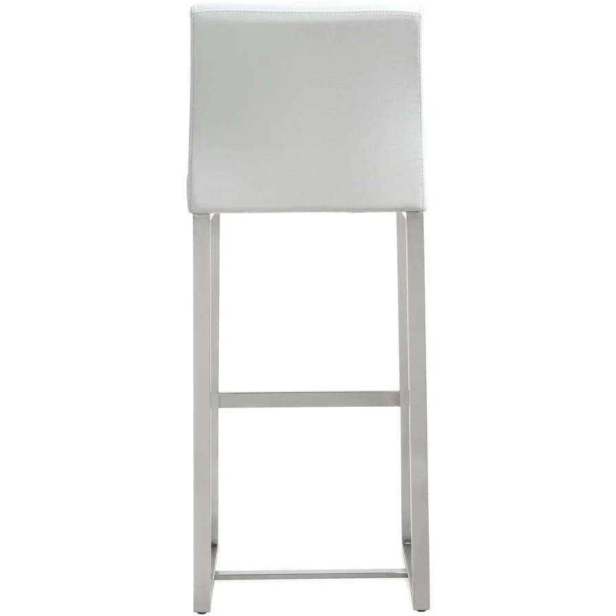Denmark White Performance Vegan Leather and Stainless Steel Barstool - Set of 2 - Image 6