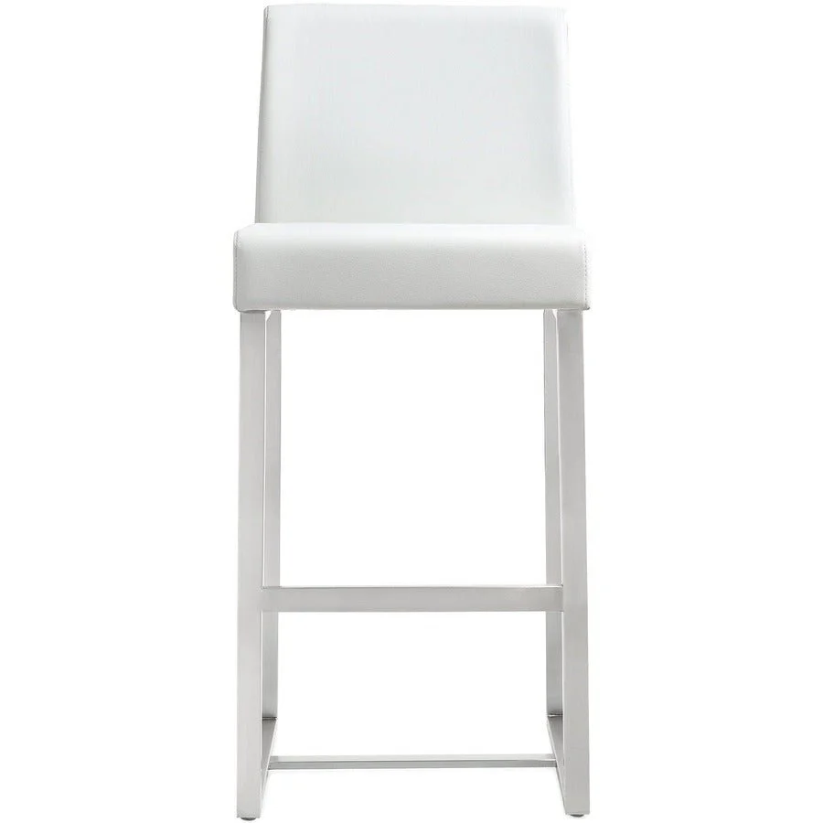 Denmark White Performance Vegan Leather and Stainless Steel Counter Stool - Set of 2 - Image 5