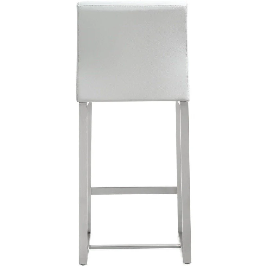Denmark White Performance Vegan Leather and Stainless Steel Counter Stool - Set of 2 - Image 6