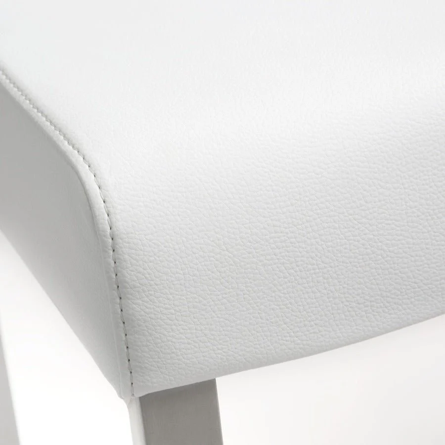Denmark White Performance Vegan Leather and Stainless Steel Counter Stool - Set of 2 - Image 7