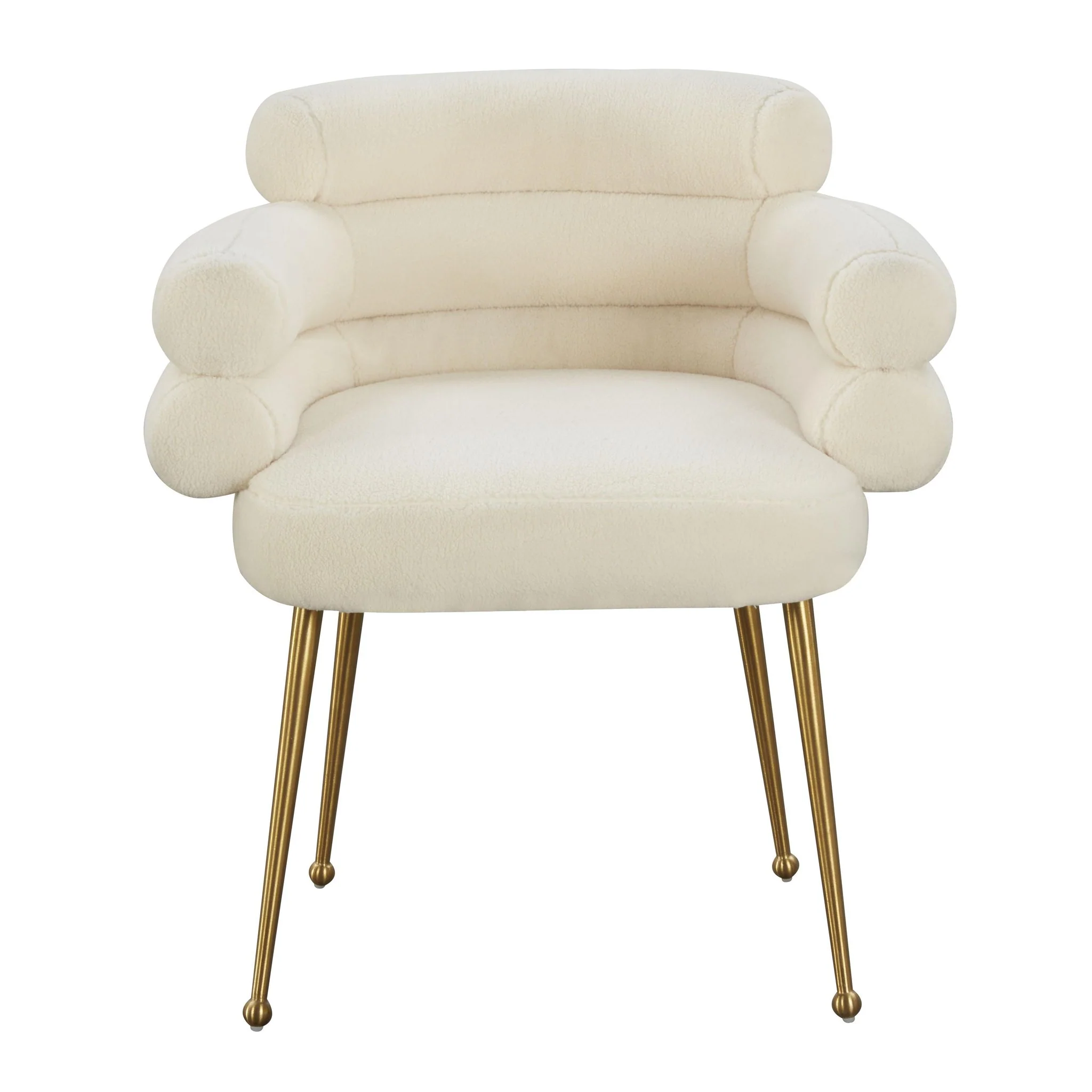 Dente Cream Faux Sheepskin Dining Chair - Image 3