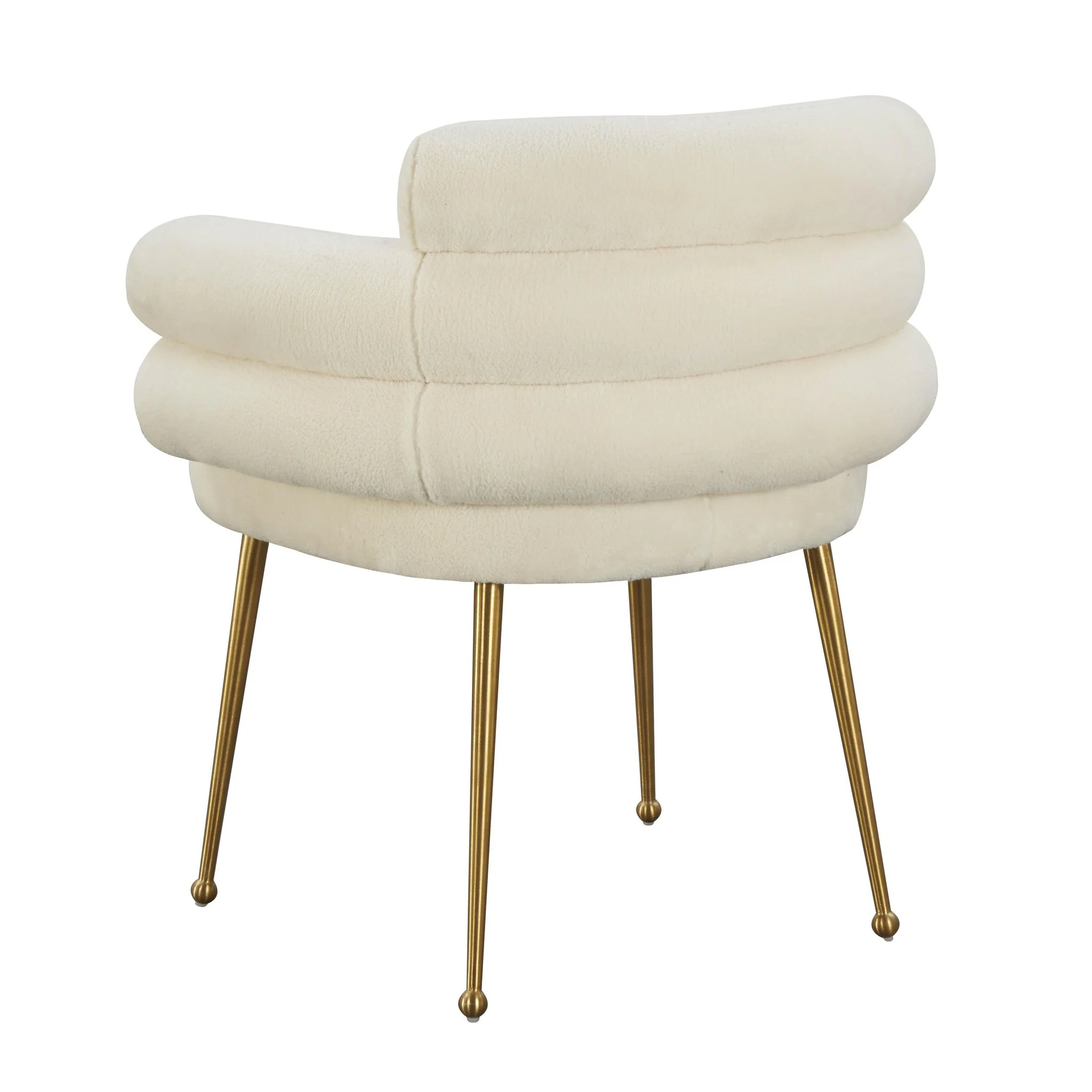 Dente Cream Faux Sheepskin Dining Chair - Image 4