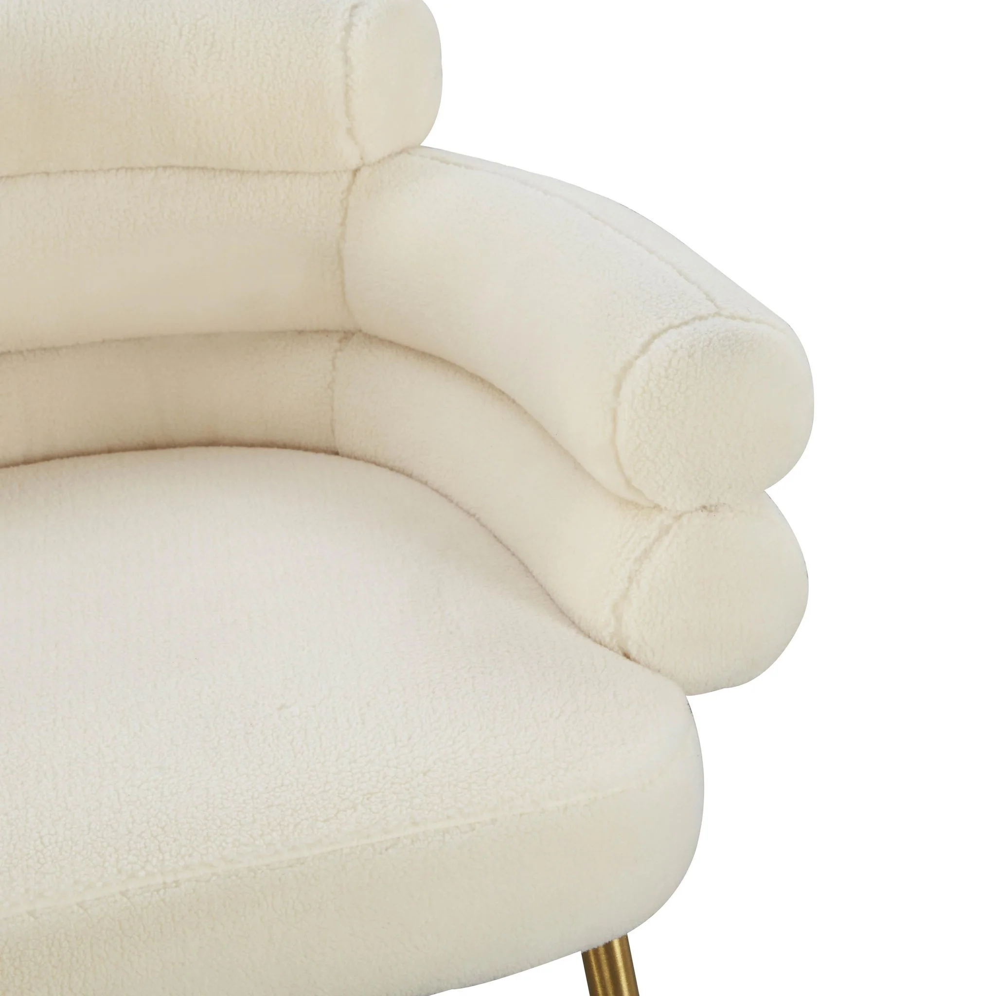 Dente Cream Faux Sheepskin Dining Chair - Image 5