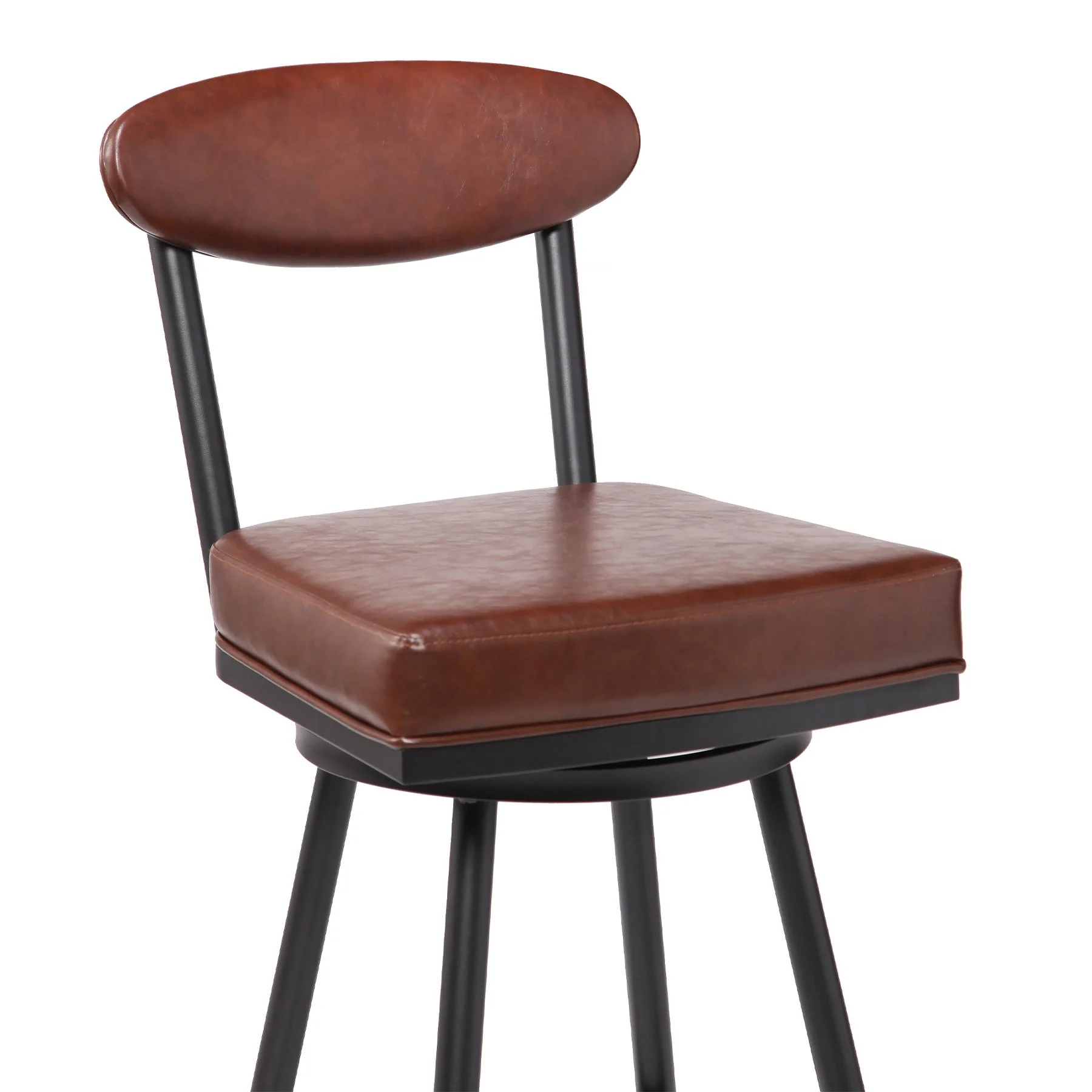 Denver Contemporary 26" Counter Height Barstool in Black Finish and Vintage Coffee Faux Leather - Image 3