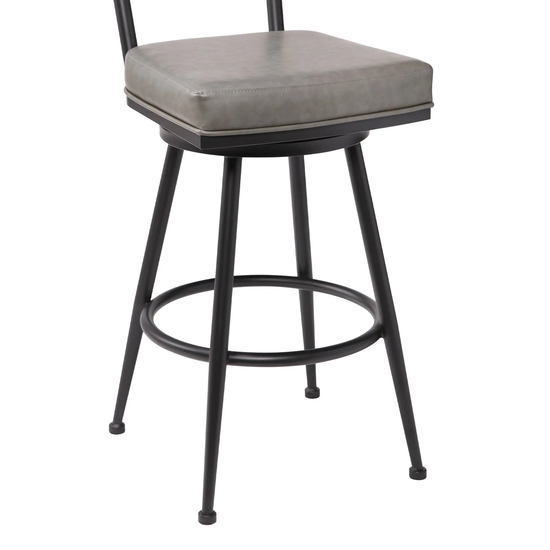 Denver Contemporary 26" Counter Height Barstool in Black Finish and Vintage Gray Faux Leather - Image 4