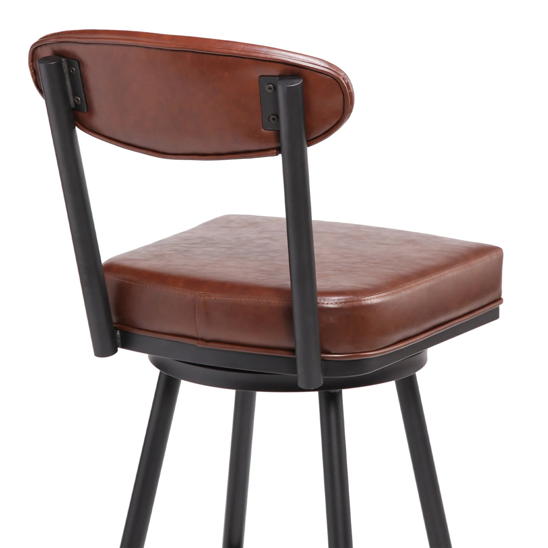 Denver Contemporary 30" Bar Height Barstool in Black Finish and Vintage Coffee Faux Leather - Image 3