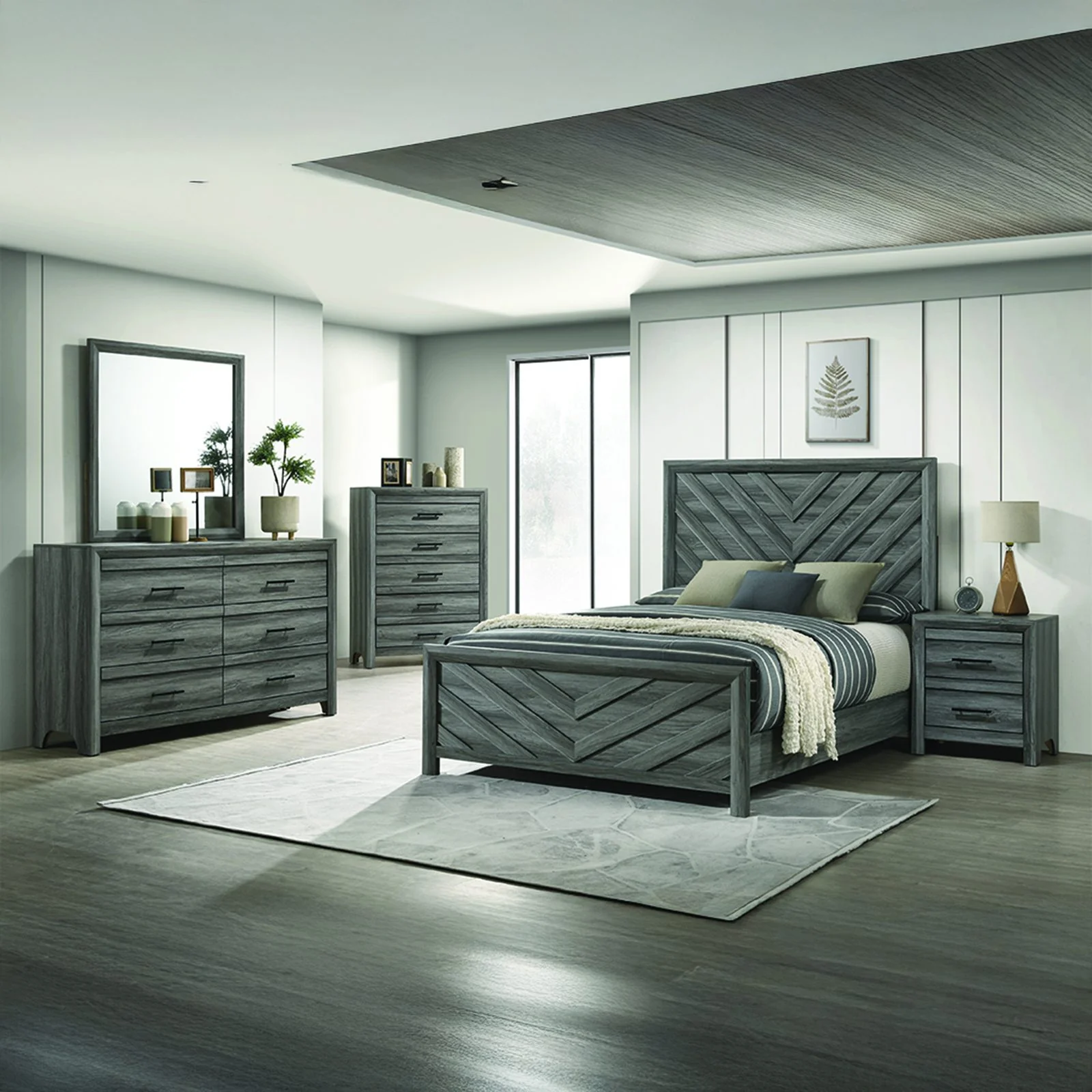 Denver King 5 Pc Bedroom Set Gray - Image 27