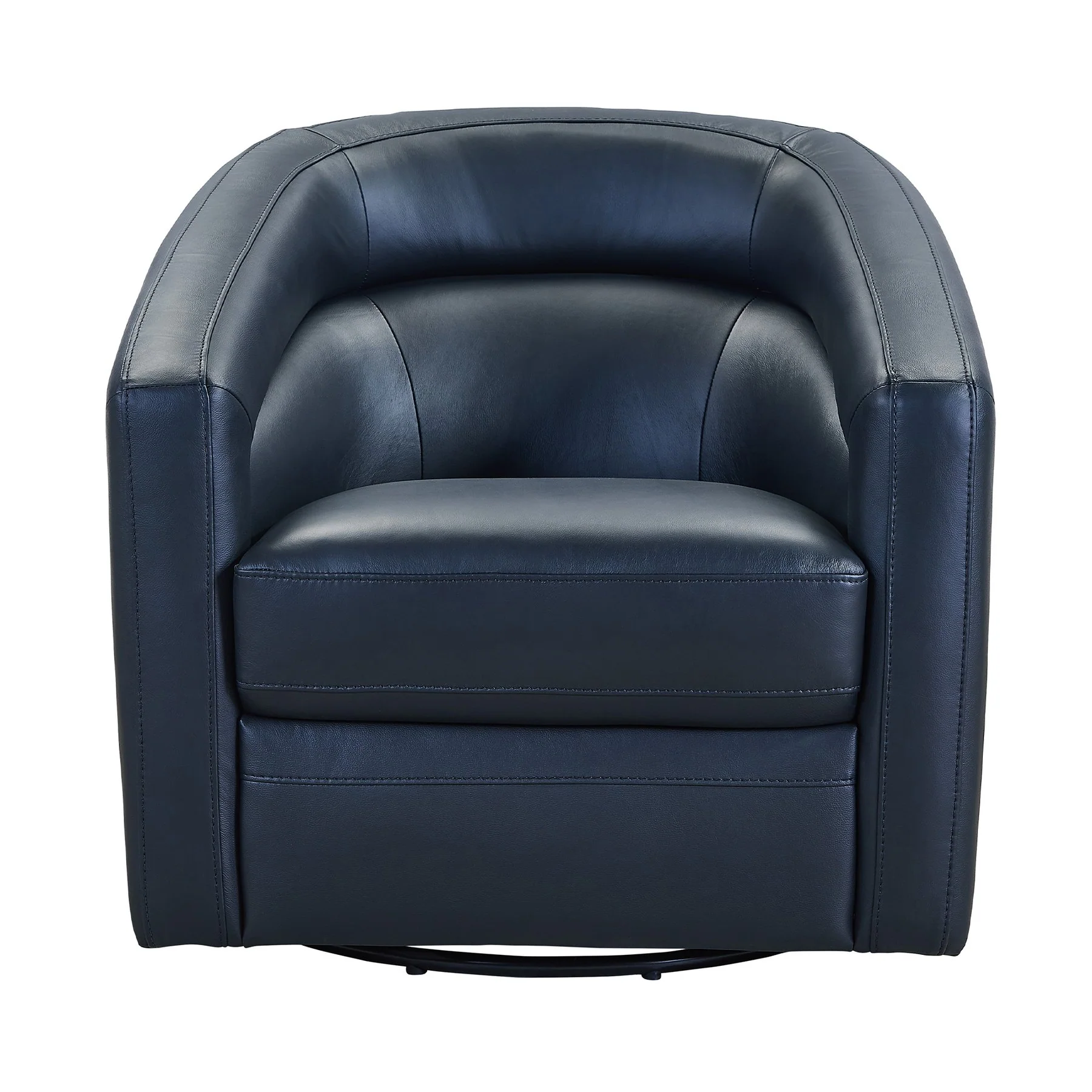 Desi Contemporary Swivel Accent Chair in Black Genuine Leather - Image 2