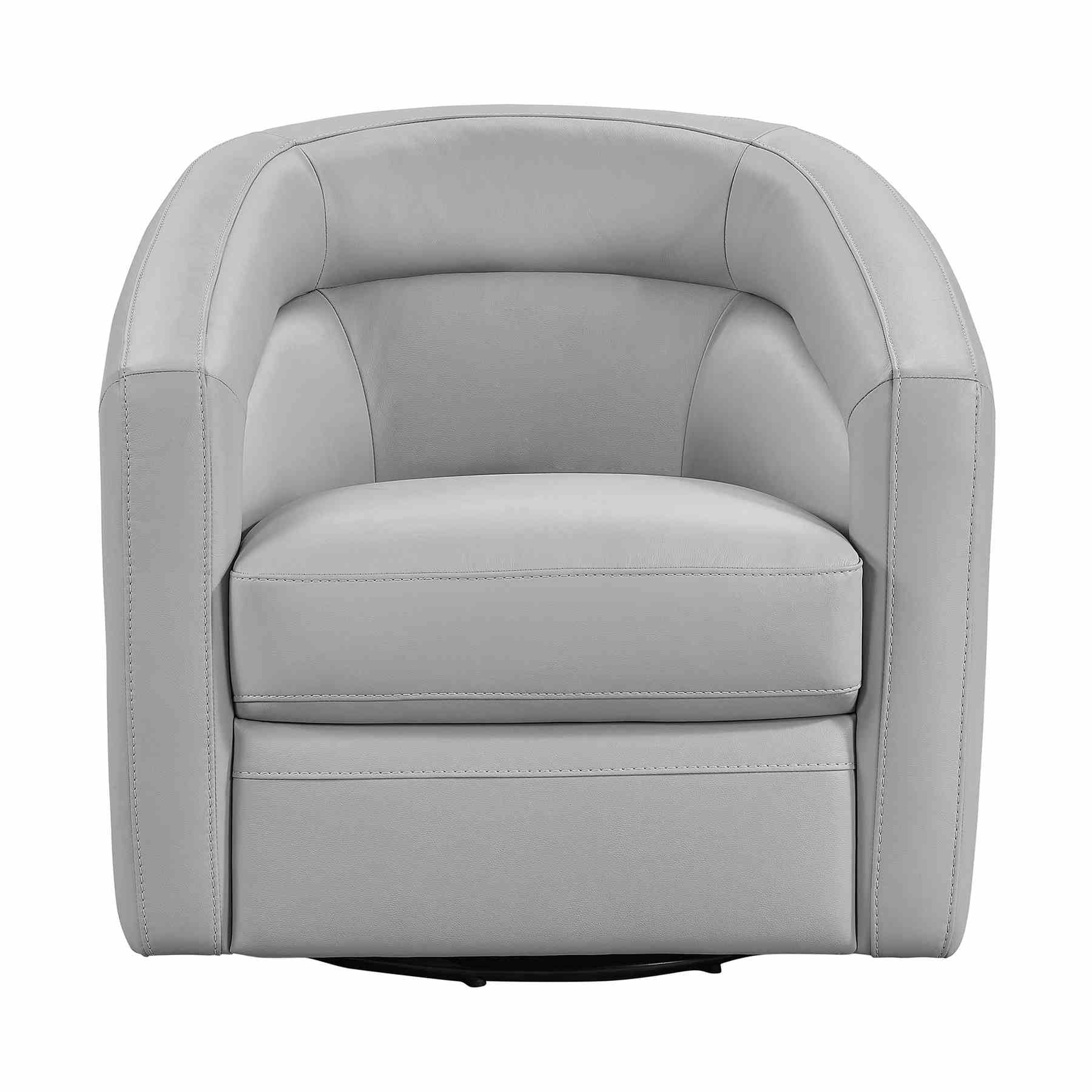 Desi Contemporary Swivel Accent Chair in Dove Gray Genuine Leather - Image 2