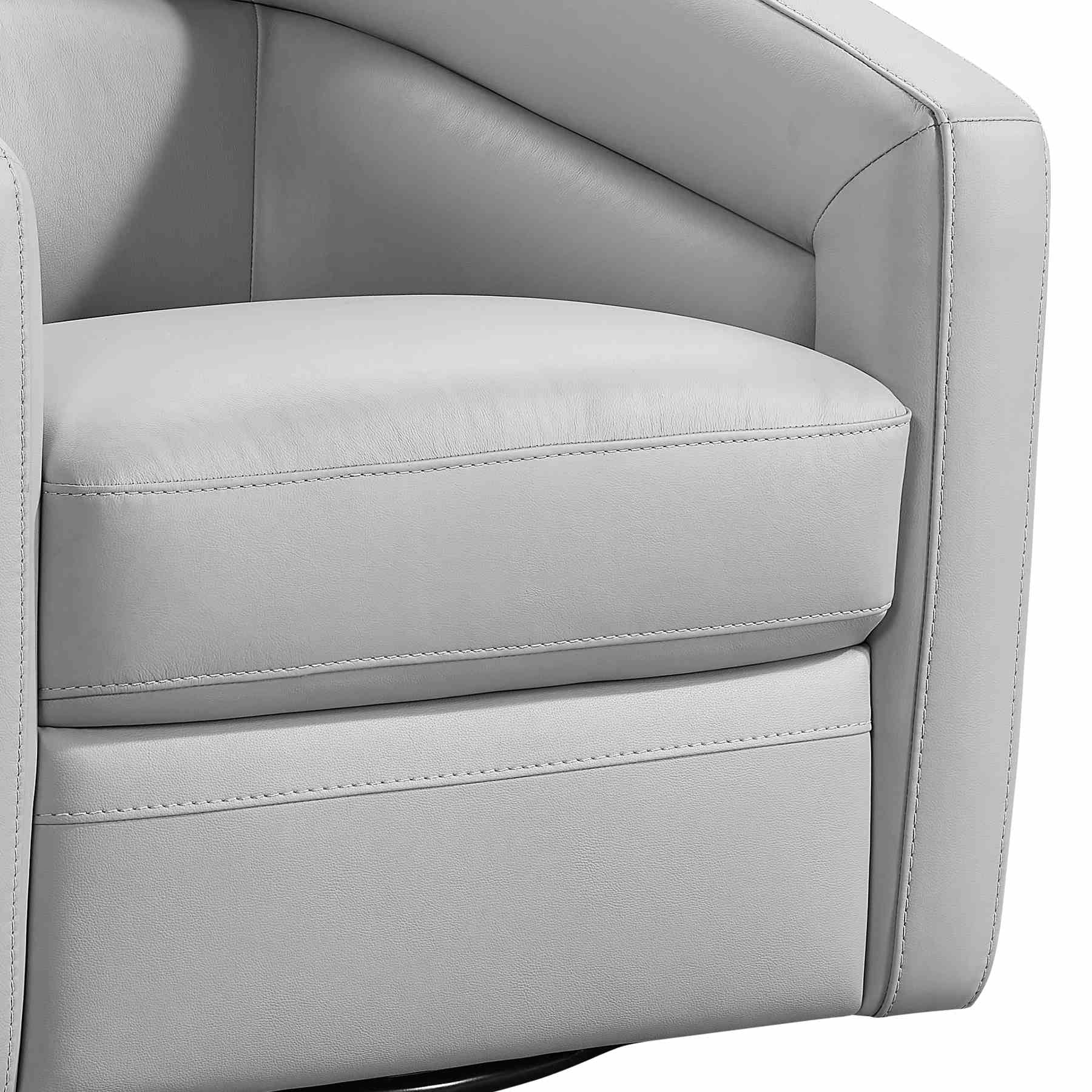 Desi Contemporary Swivel Accent Chair in Dove Gray Genuine Leather - Image 4