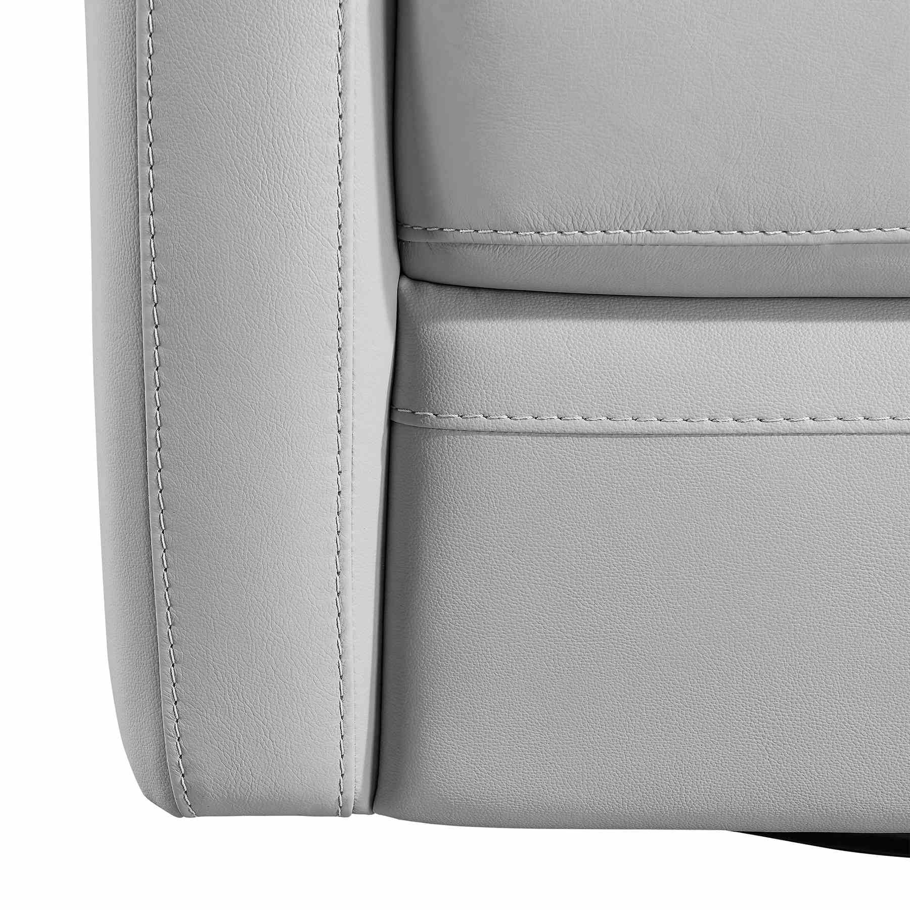 Desi Contemporary Swivel Accent Chair in Dove Gray Genuine Leather - Image 6