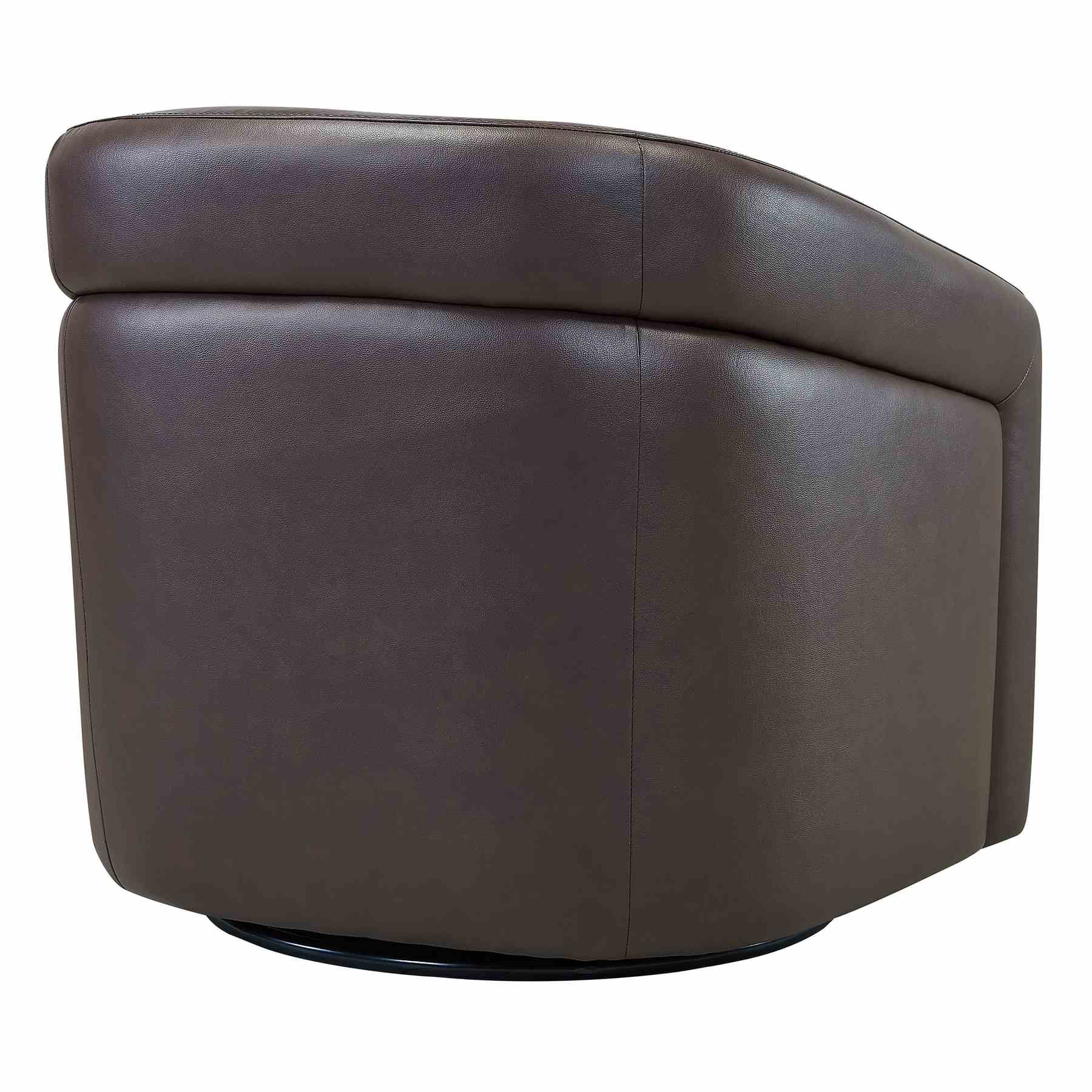 Desi Contemporary Swivel Accent Chair in Espresso Genuine Leather - Image 3