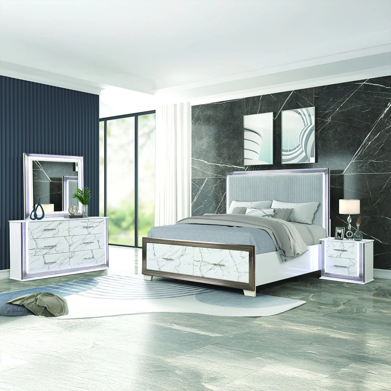 Desire King 4PC Bedroom Set White - Image 12
