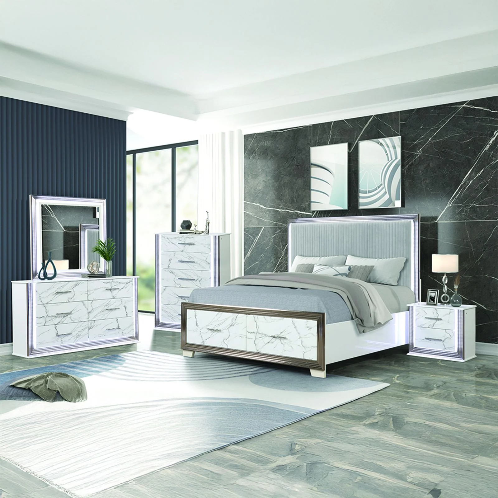 Desire King 5PC Bedroom Set White - Image 14