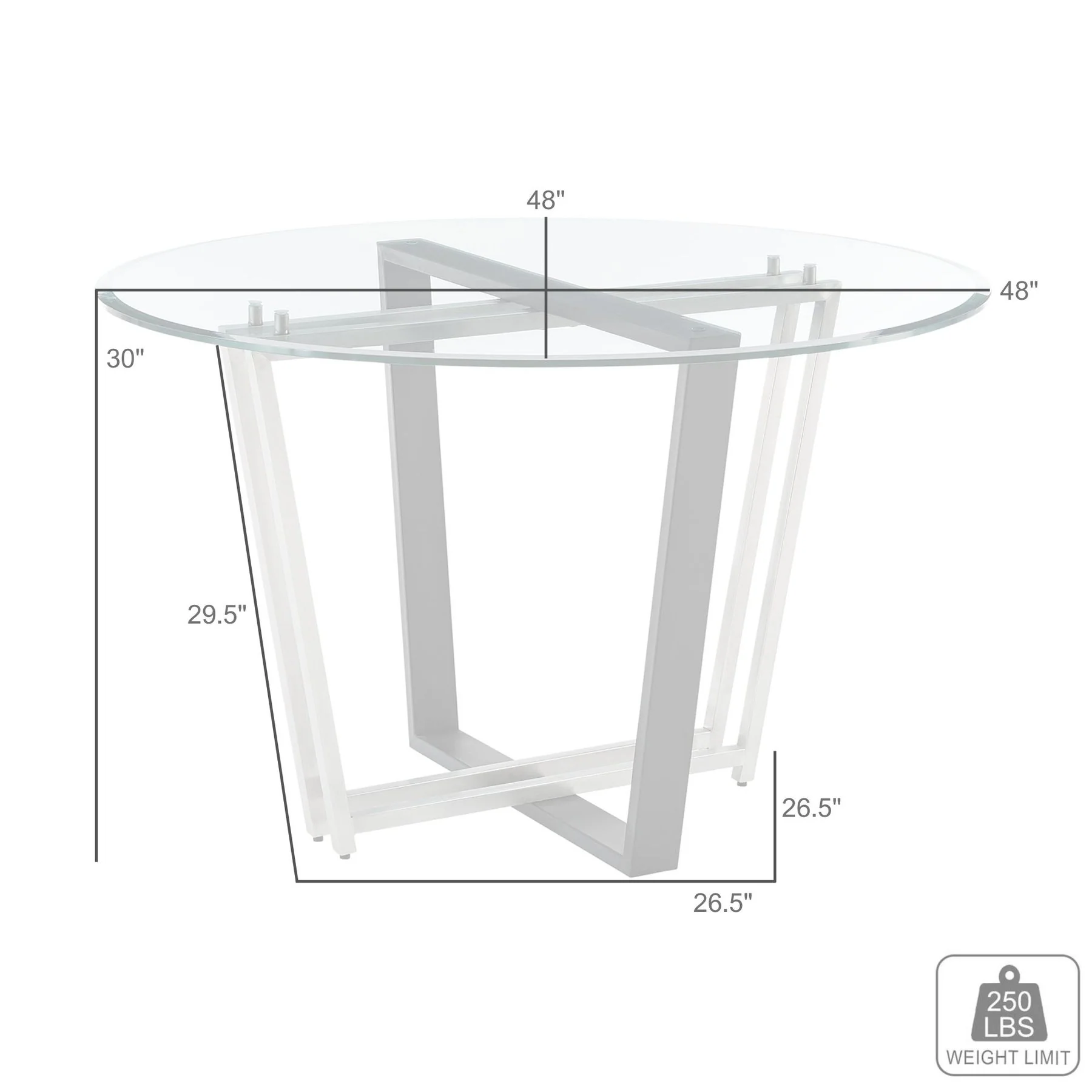 Devi 48" Round Dining Table in Gold Stainless Steel and Black Iron Base with Glass Tabletop - Image 7