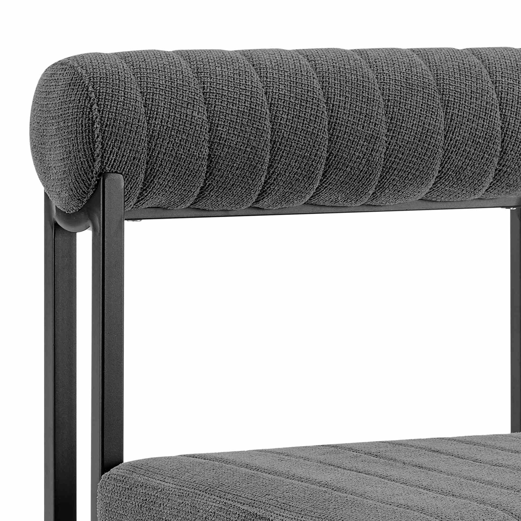 Devi Anastasia 5 Piece Round Glass Dining Table Set with Matte Black Iron and Anchor Gray Fabric - Image 5