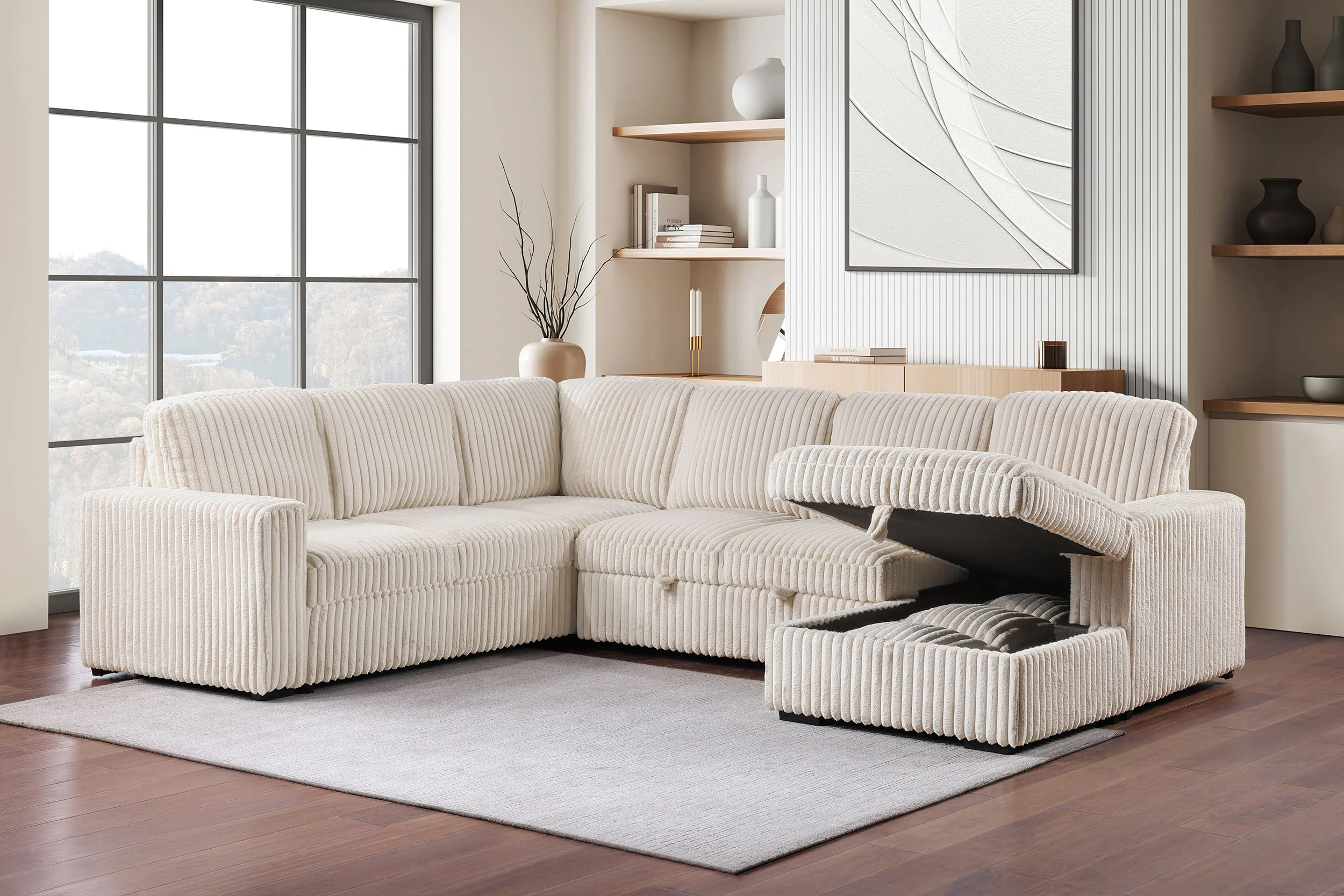 Devonshire Pull-Out Sleeper Sectional Sofa - Image 3
