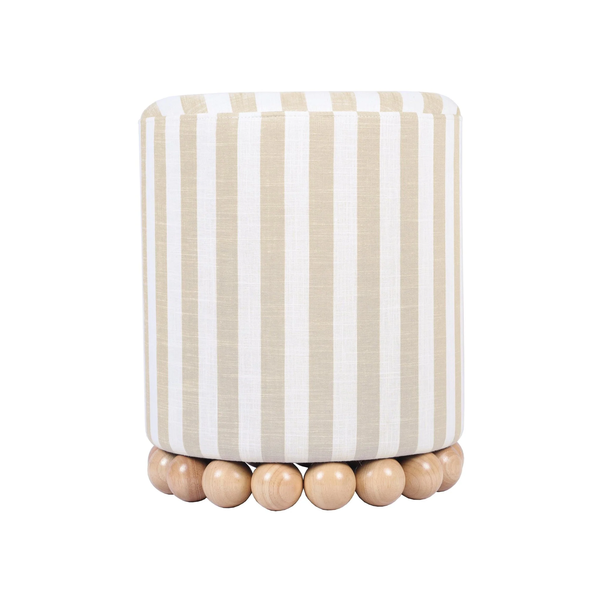 Dex Beige Striped Linen Ottoman - Image 3