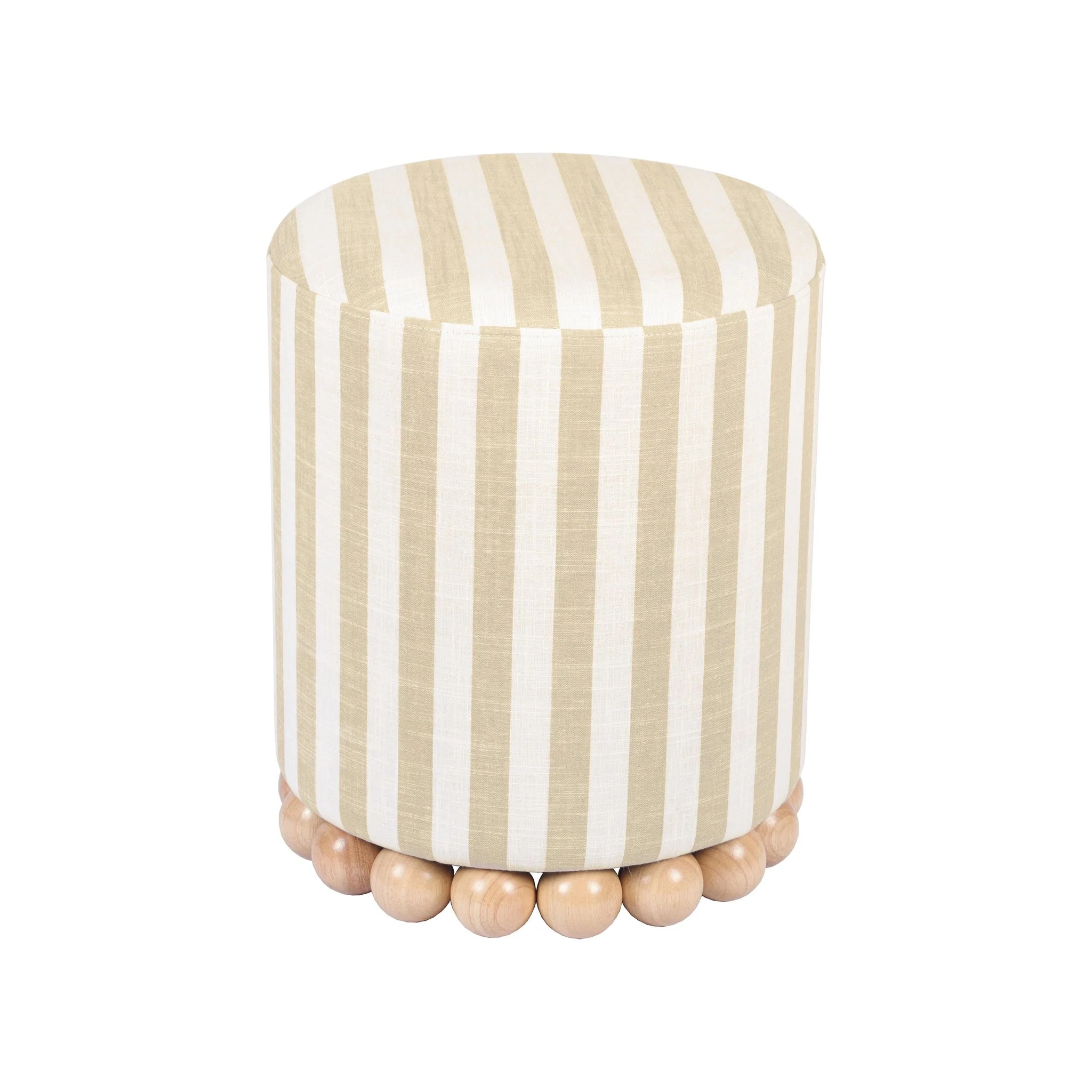 Dex Beige Striped Linen Ottoman - Image 4