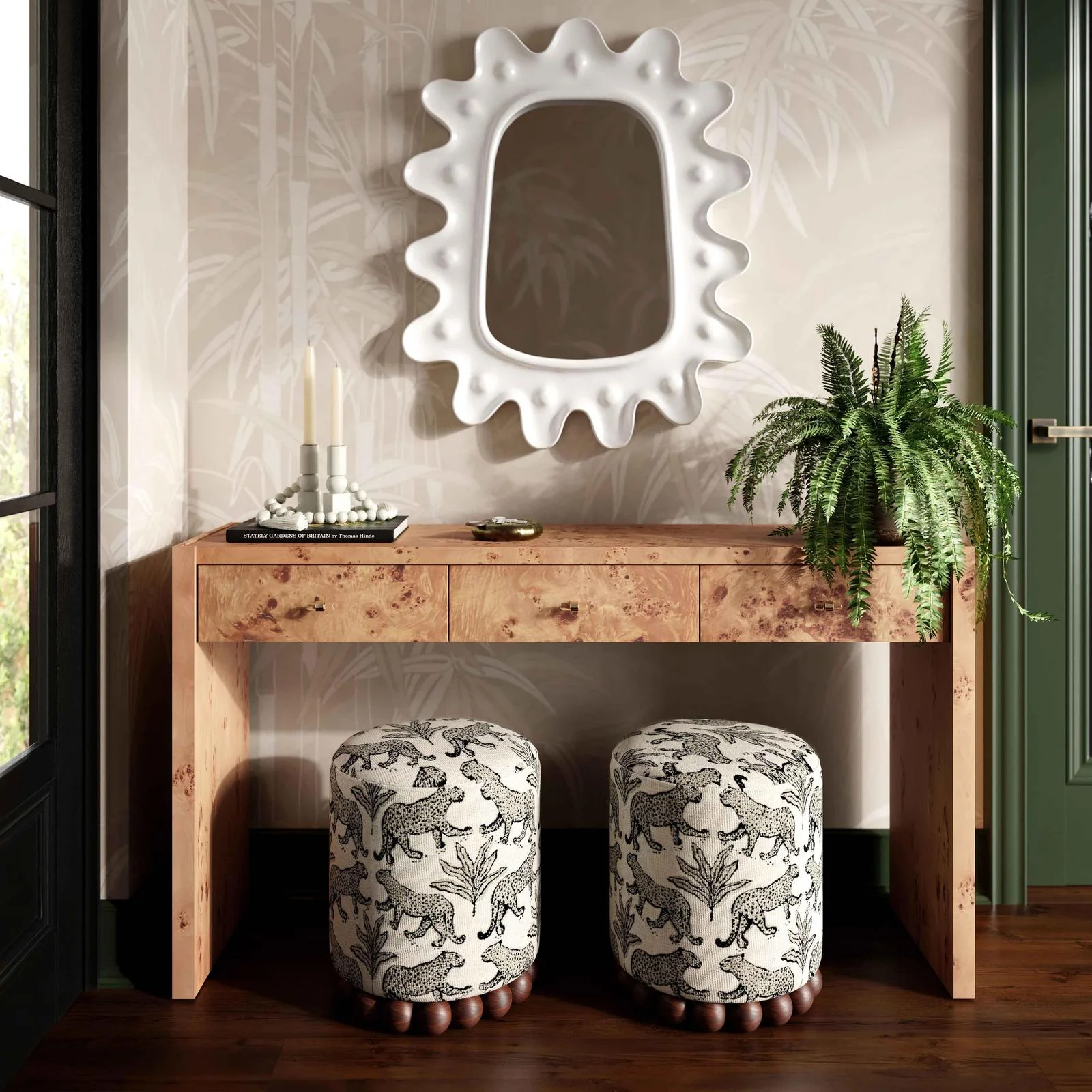 Dex Cream Leopard Jacquard Ottoman - Image 2