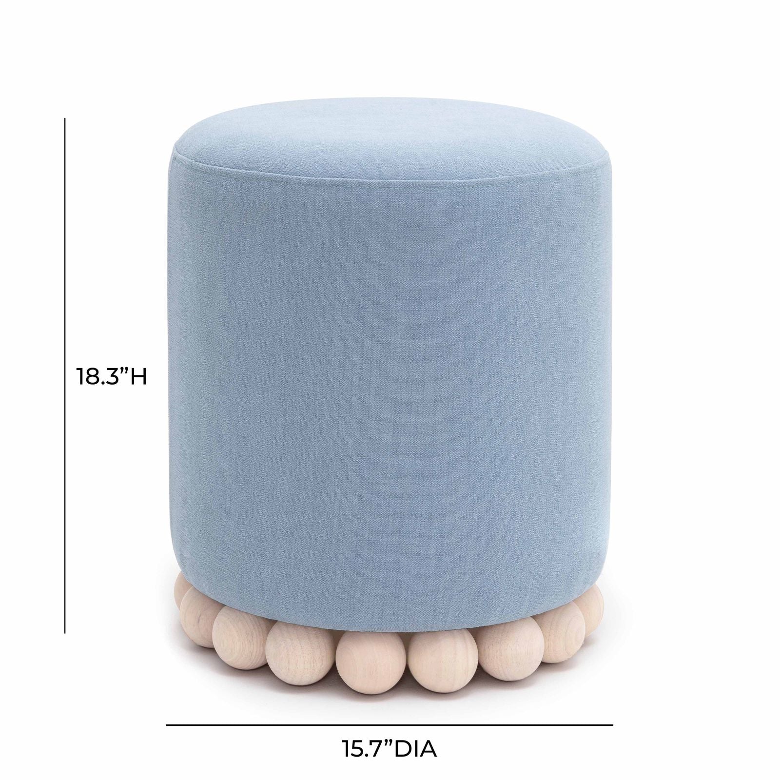 Dex Faded Blue Upcycled Fabric Ottoman - Image 7
