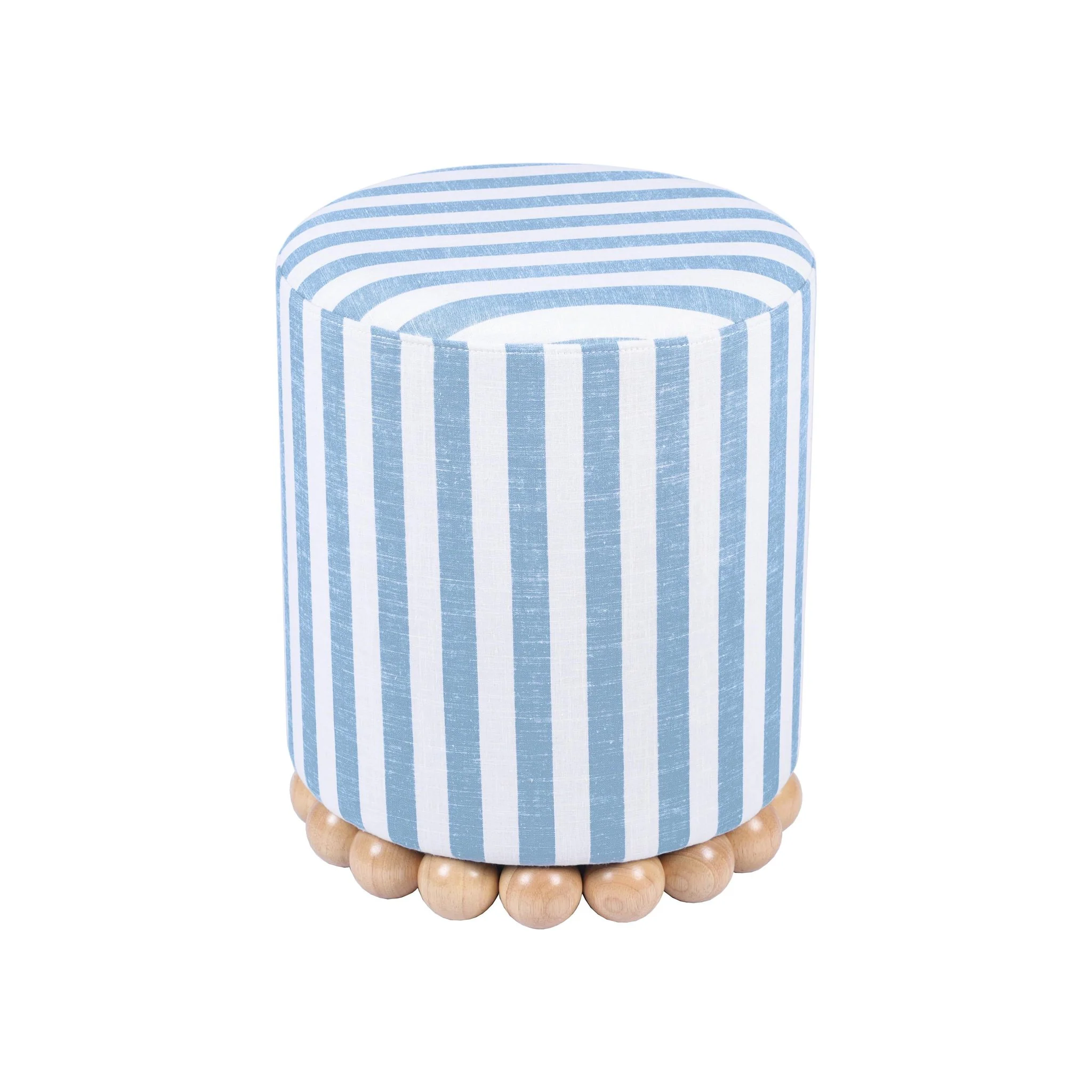 Dex Pastel Blue Striped Linen Ottoman - Image 4