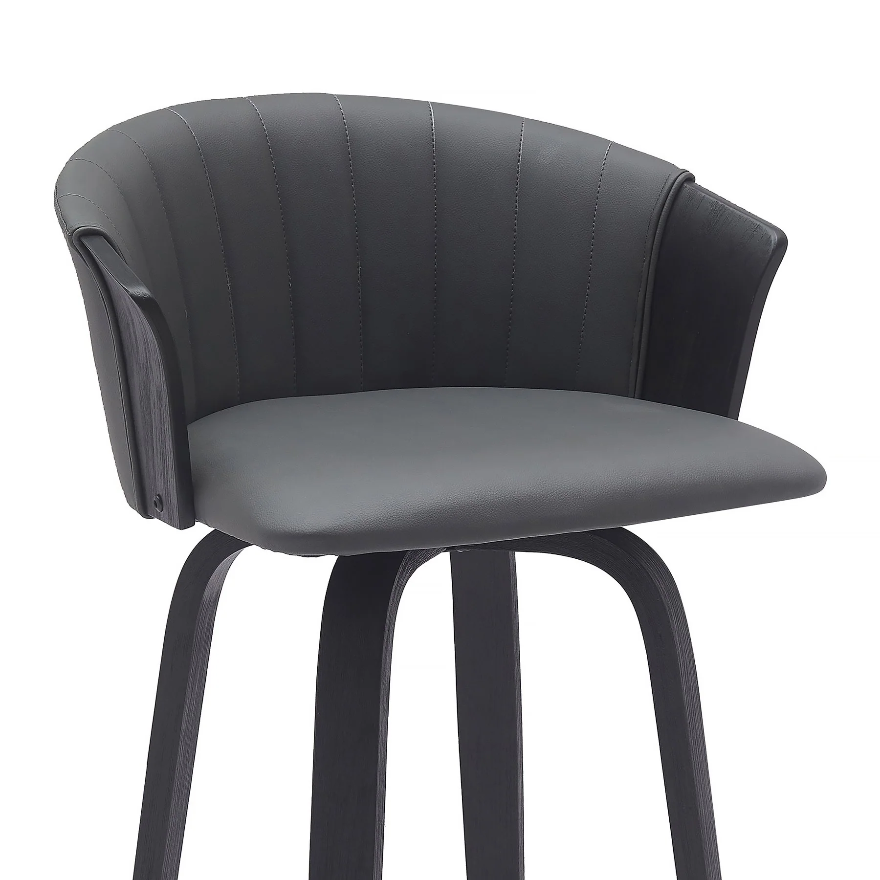 Diana 26" Swivel Black Wood Counter Stool in Gray Faux Leather - Image 4