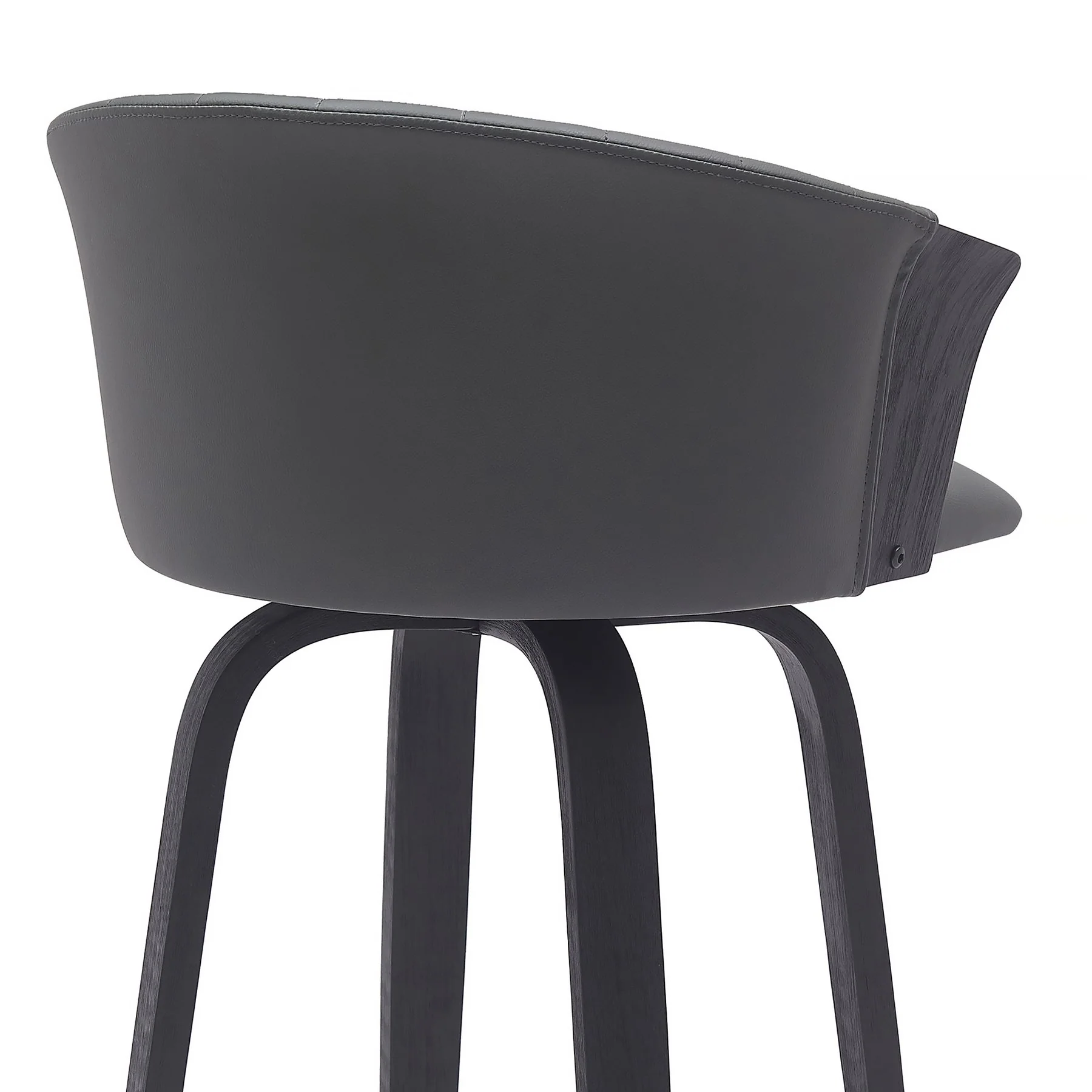 Diana 26" Swivel Black Wood Counter Stool in Gray Faux Leather - Image 5