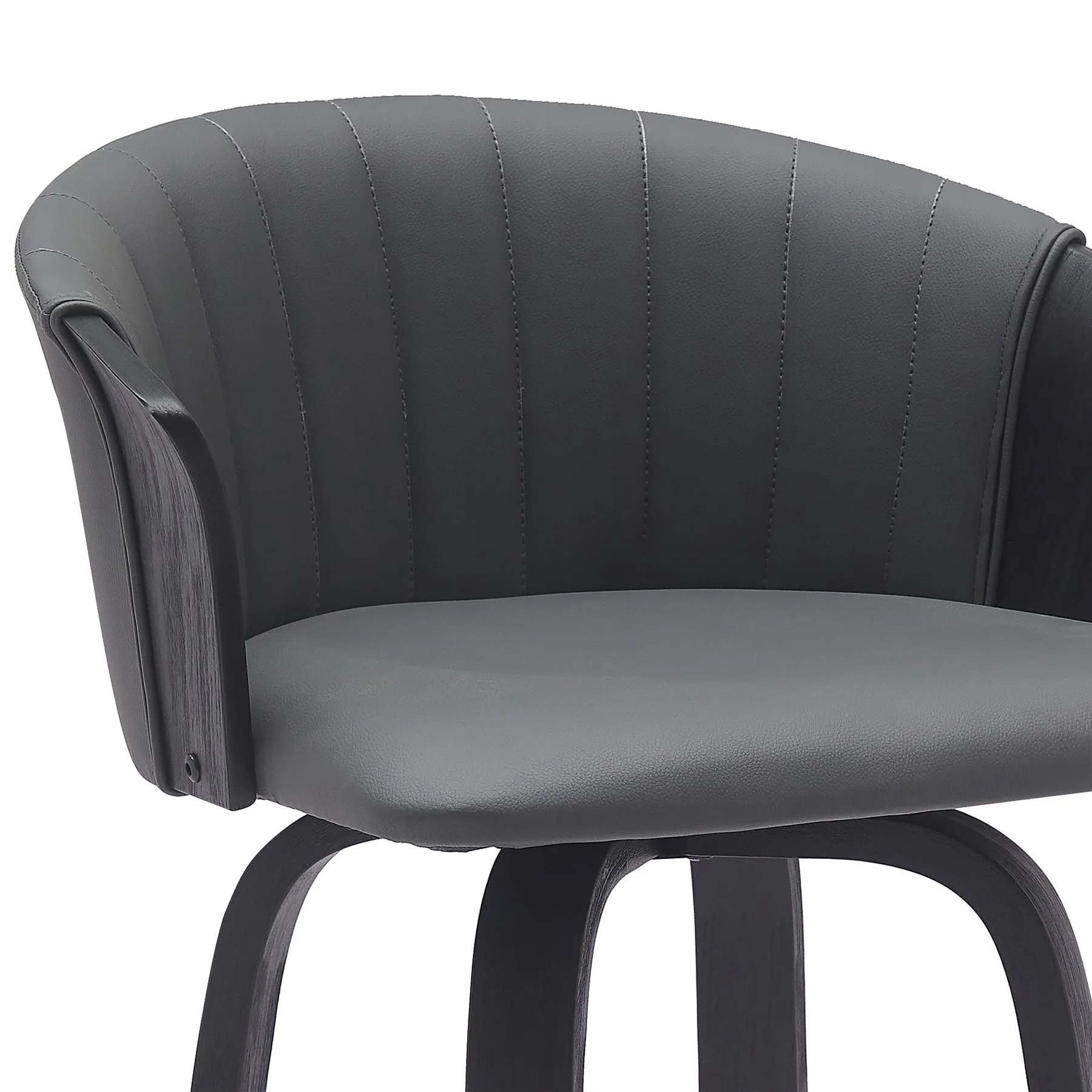 Diana 26" Swivel Black Wood Counter Stool in Gray Faux Leather - Image 7