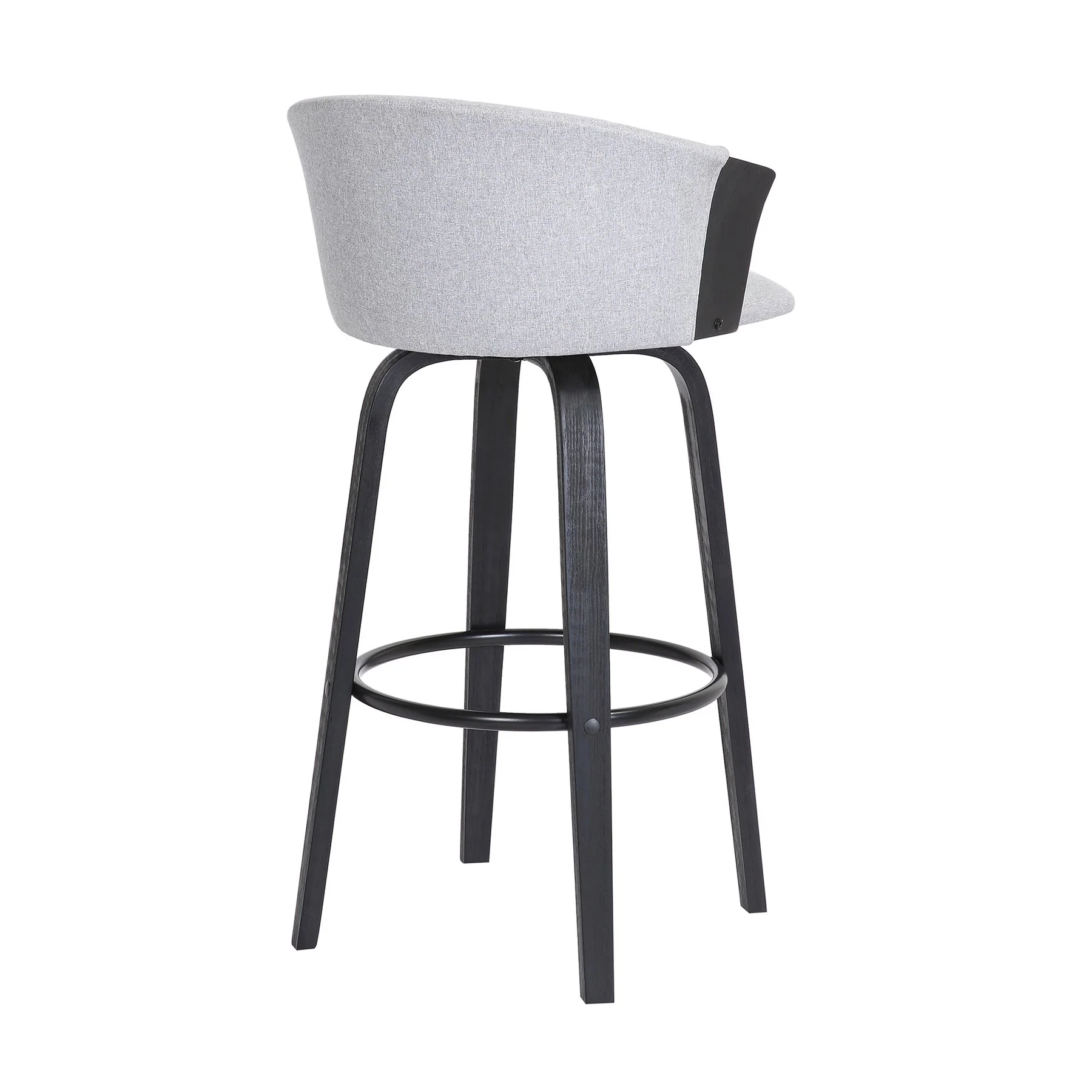 Diana 26" Swivel Black Wood Counter Stool in Light Gray Fabric - Image 4