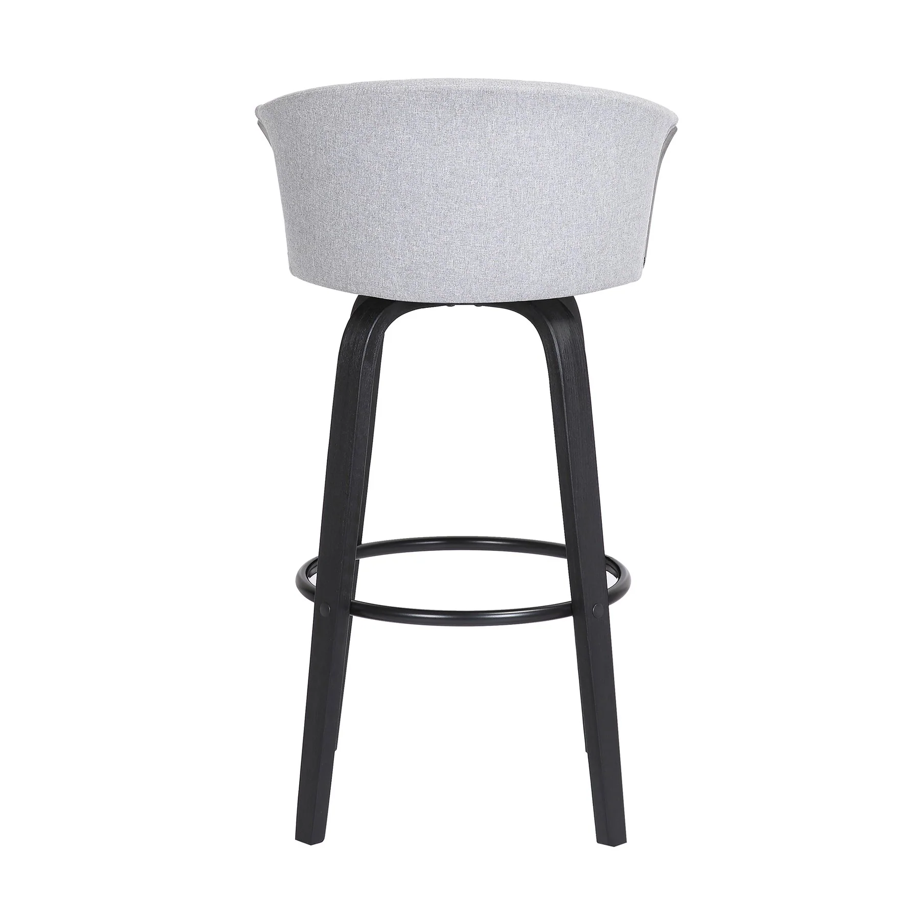 Diana 26" Swivel Black Wood Counter Stool in Light Gray Fabric - Image 5