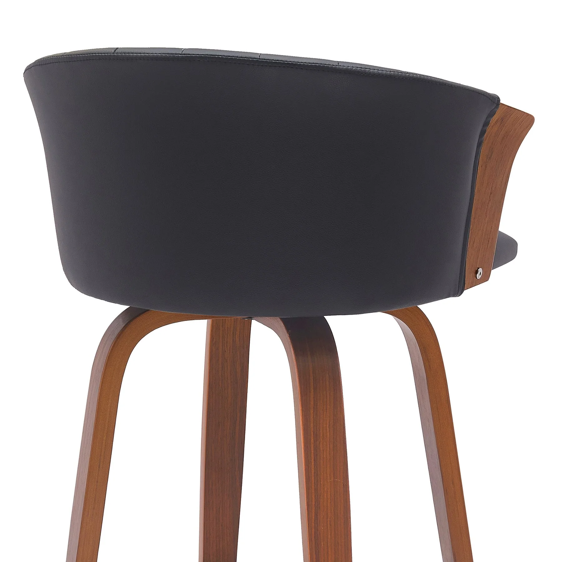 Diana 26" Swivel Walnut Wood Counter Stool in Black Faux Leather - Image 5