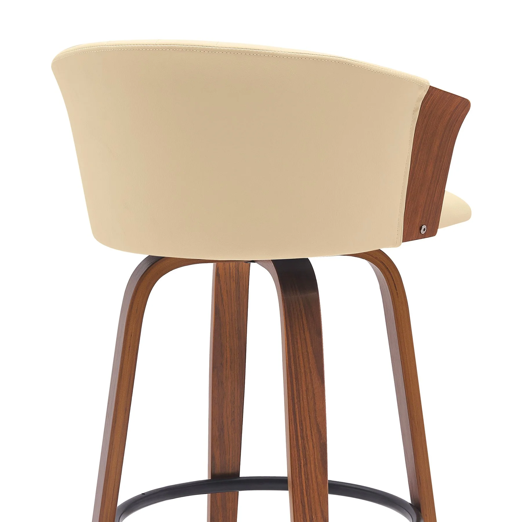 Diana 26" Swivel Walnut Wood Counter Stool in Cream Faux Leather - Image 5