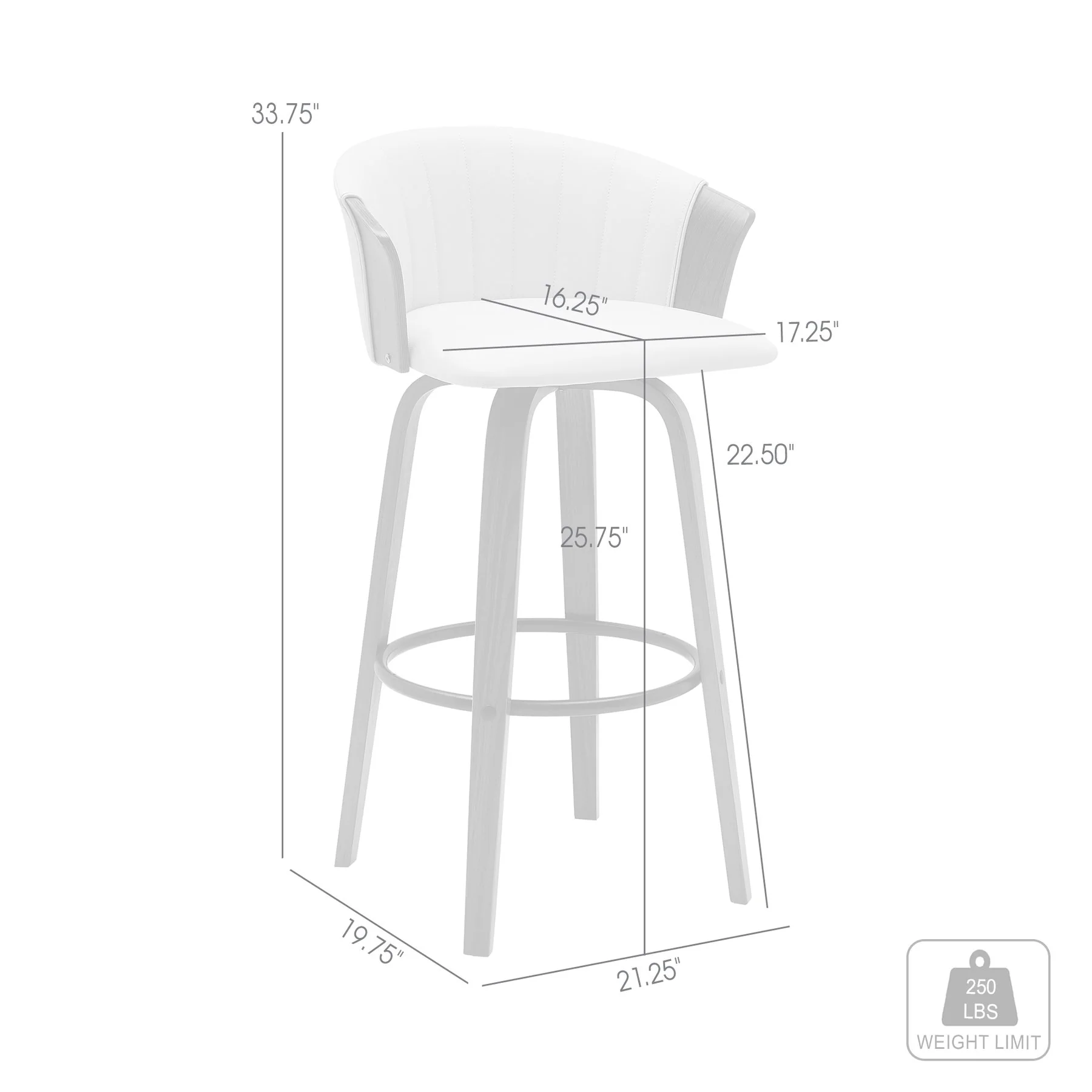 Diana 26" Swivel Walnut Wood Counter Stool in Cream Faux Leather - Image 8