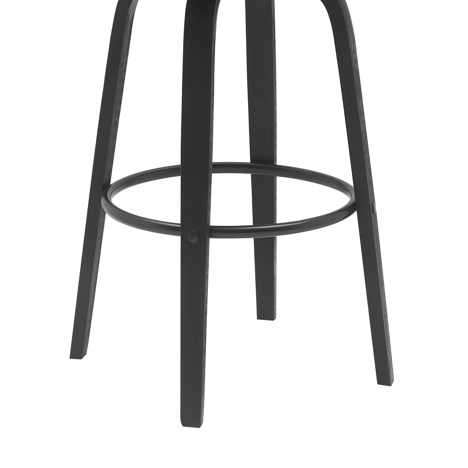 Diana 30" Swivel Black Wood Bar Stool in Gray Faux Leather - Image 6