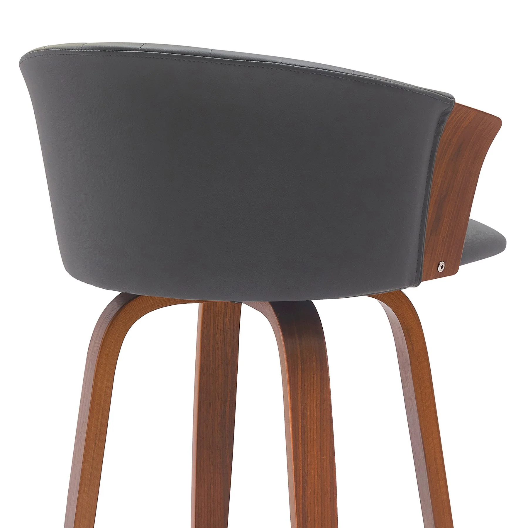 Diana 30" Swivel Walnut Wood Bar Stool in Gray Faux Leather - Image 5