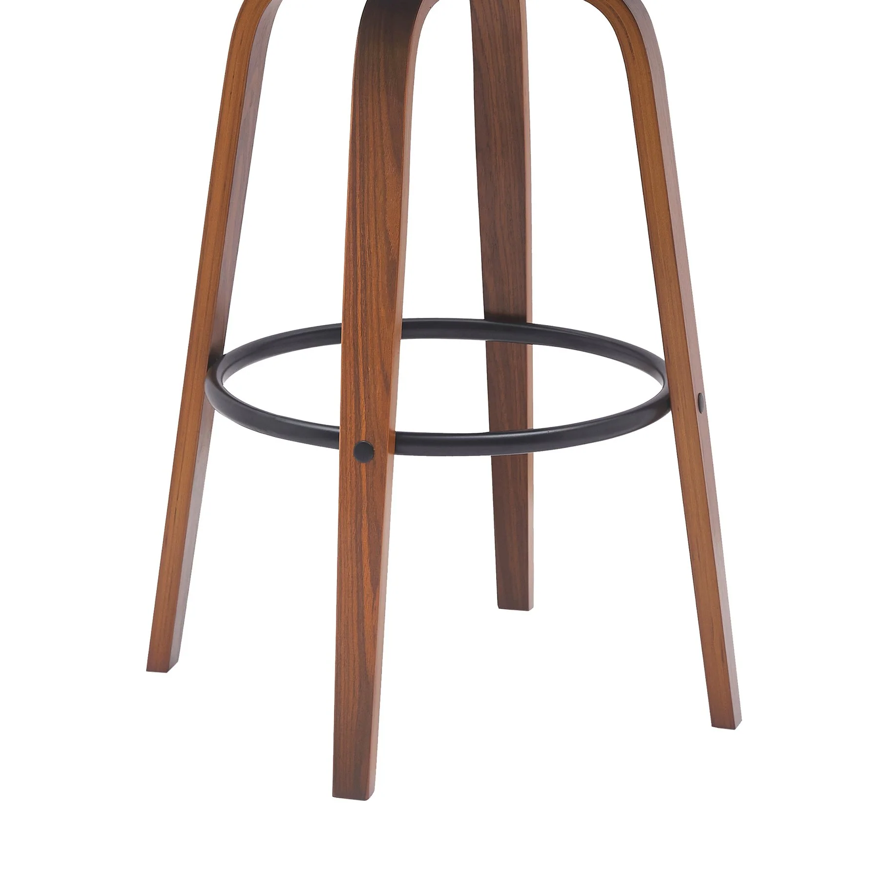 Diana 30" Swivel Walnut Wood Bar Stool in Gray Faux Leather - Image 6