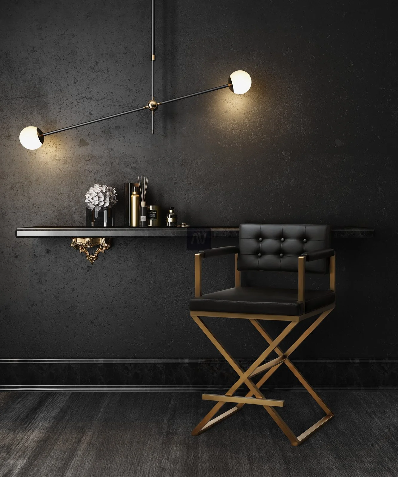 Director Black Performance Vegan Leather and Gold Steel Barstool - Image 2