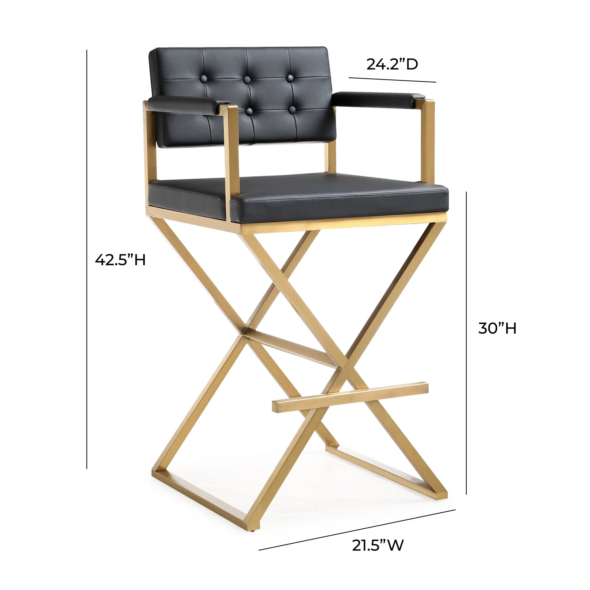 Director Black Performance Vegan Leather and Gold Steel Barstool - Image 9