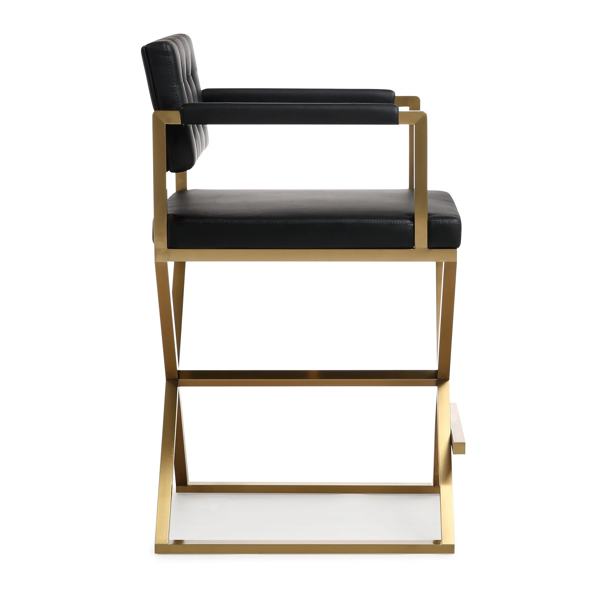 Director Black Performance Vegan Leather and Gold Steel Counter Stool - Image 4