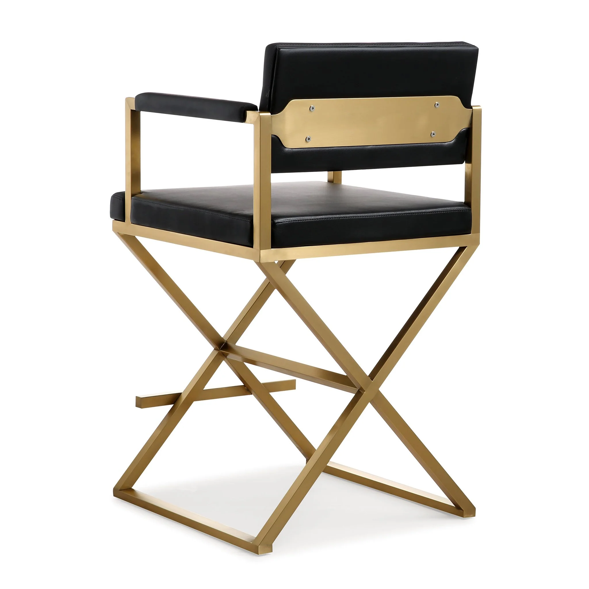 Director Black Performance Vegan Leather and Gold Steel Counter Stool - Image 5