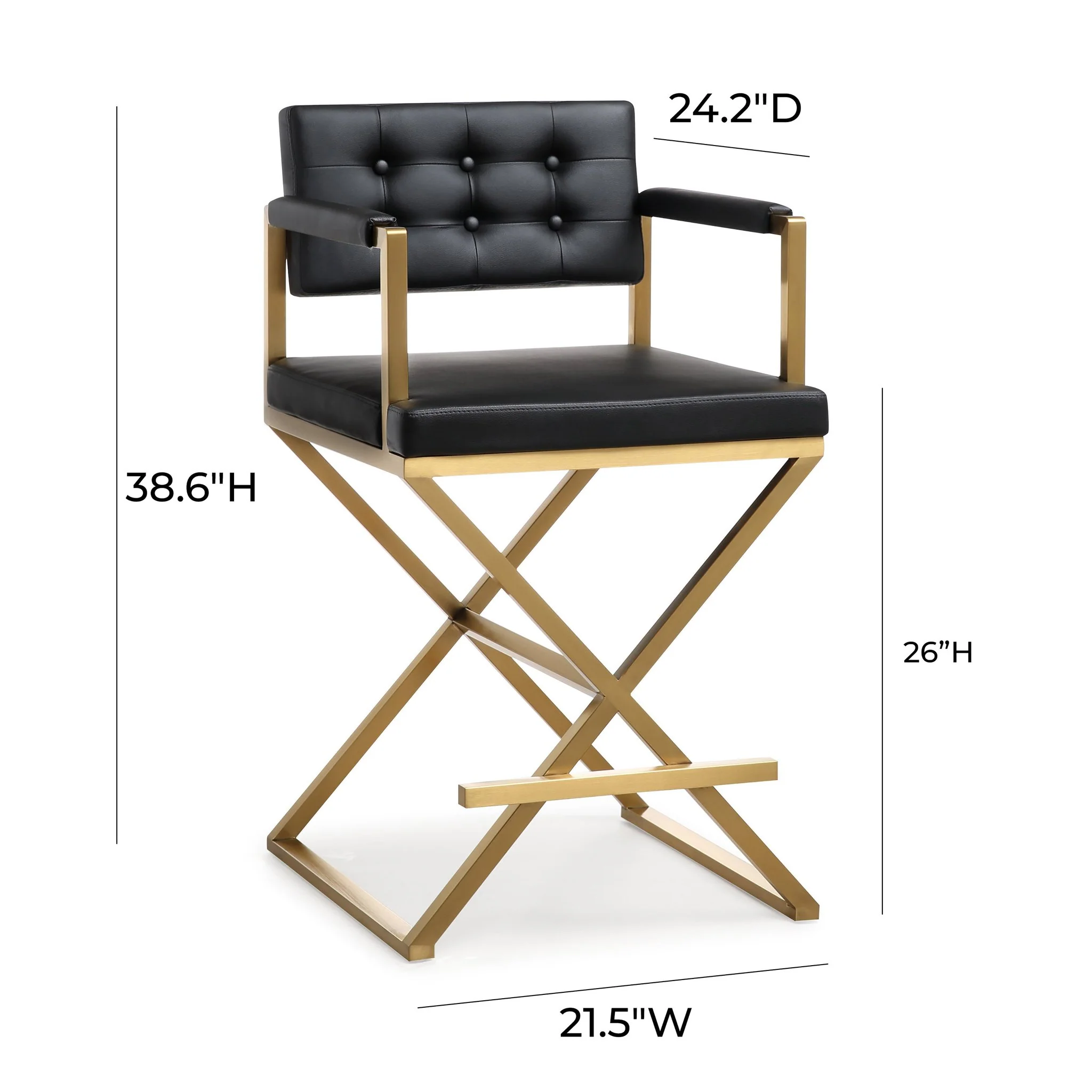 Director Black Performance Vegan Leather and Gold Steel Counter Stool - Image 9