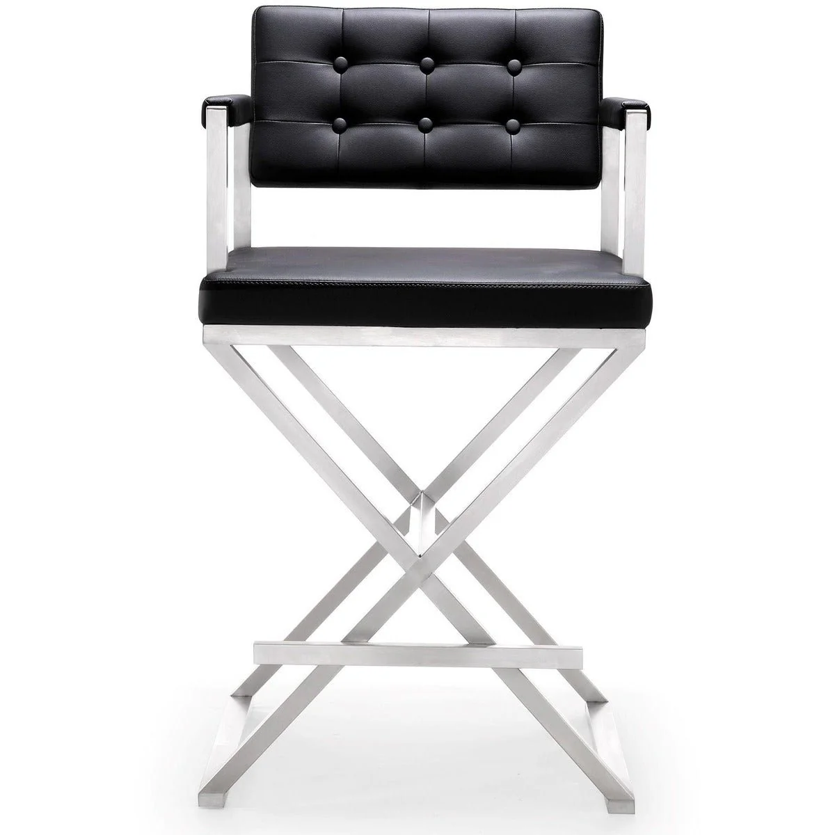 Director Black Performance Vegan Leather and Stainless Steel Counter Stool - Image 3