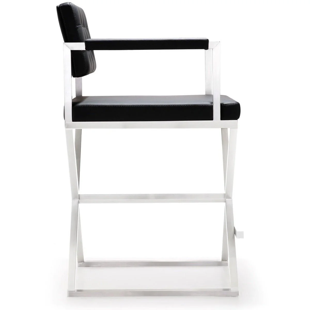 Director Black Performance Vegan Leather and Stainless Steel Counter Stool - Image 4