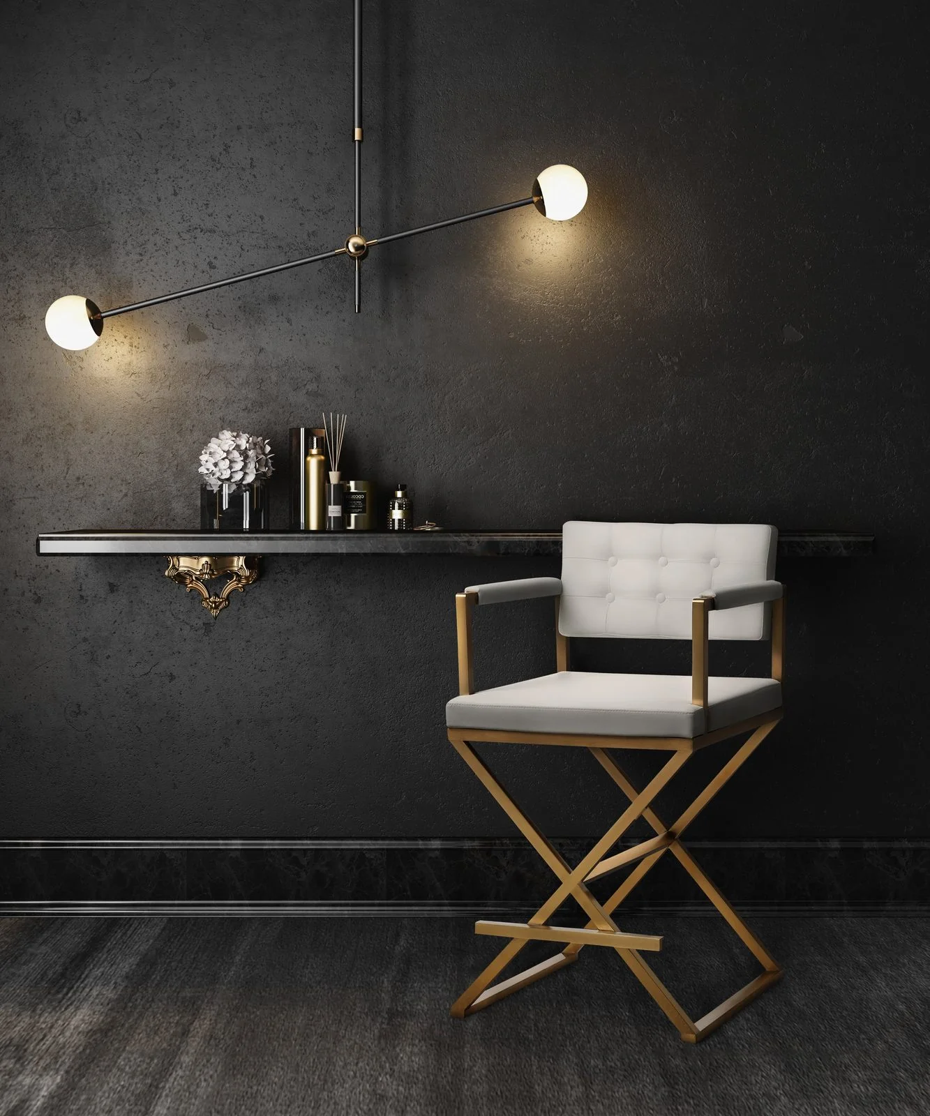 Director White Performance Vegan Leather and Gold Steel Barstool - Image 2