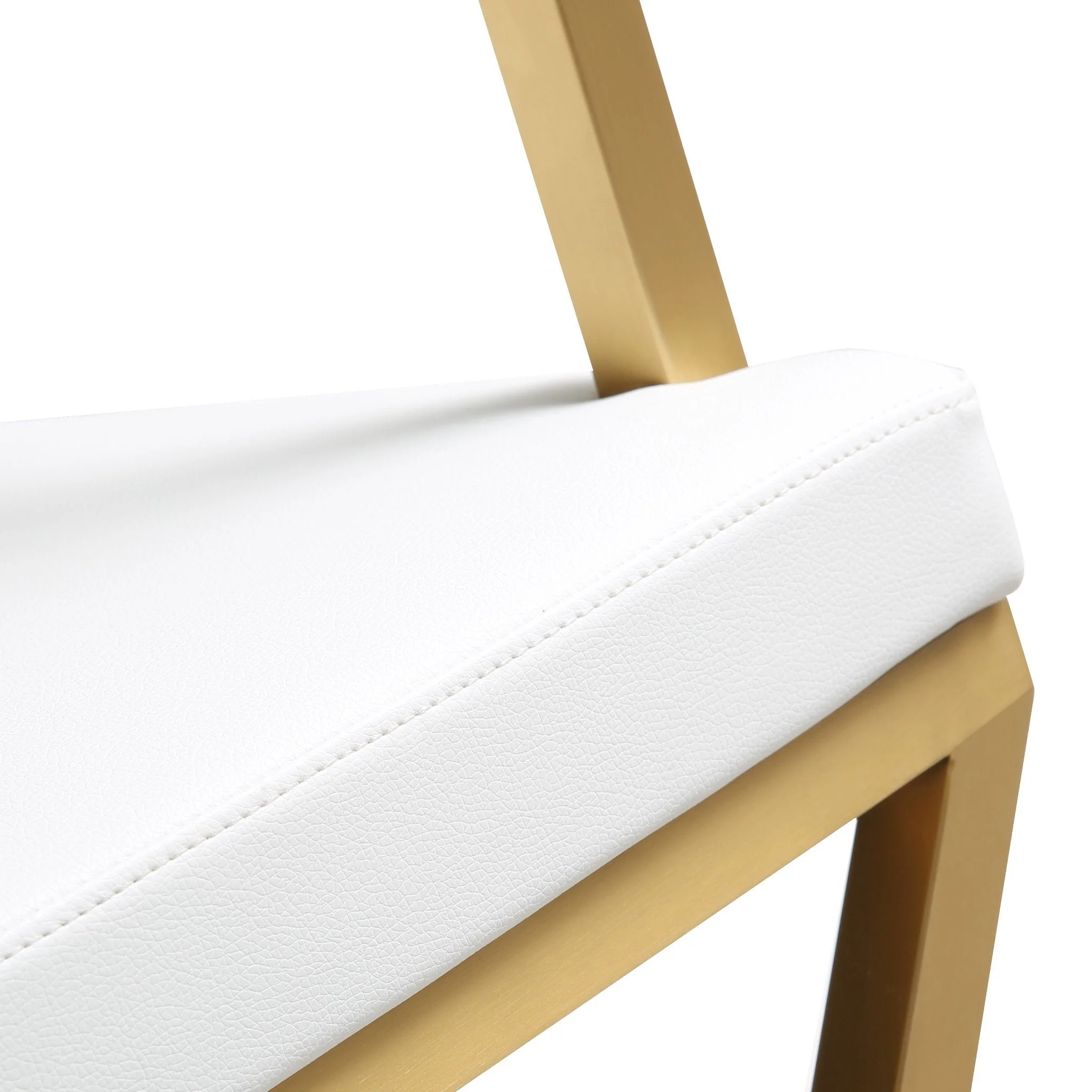 Director White Performance Vegan Leather and Gold Steel Barstool - Image 8